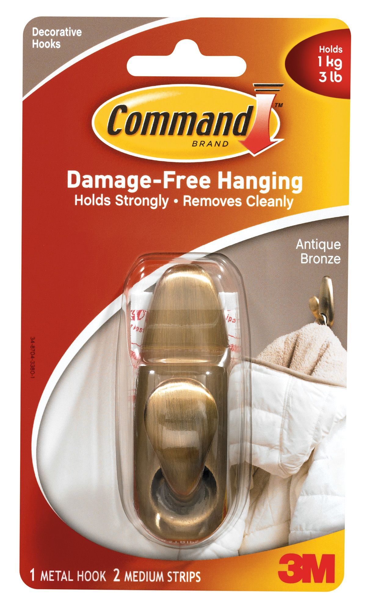 3M Command Antique Metal Medium Hooks, Pack of 2