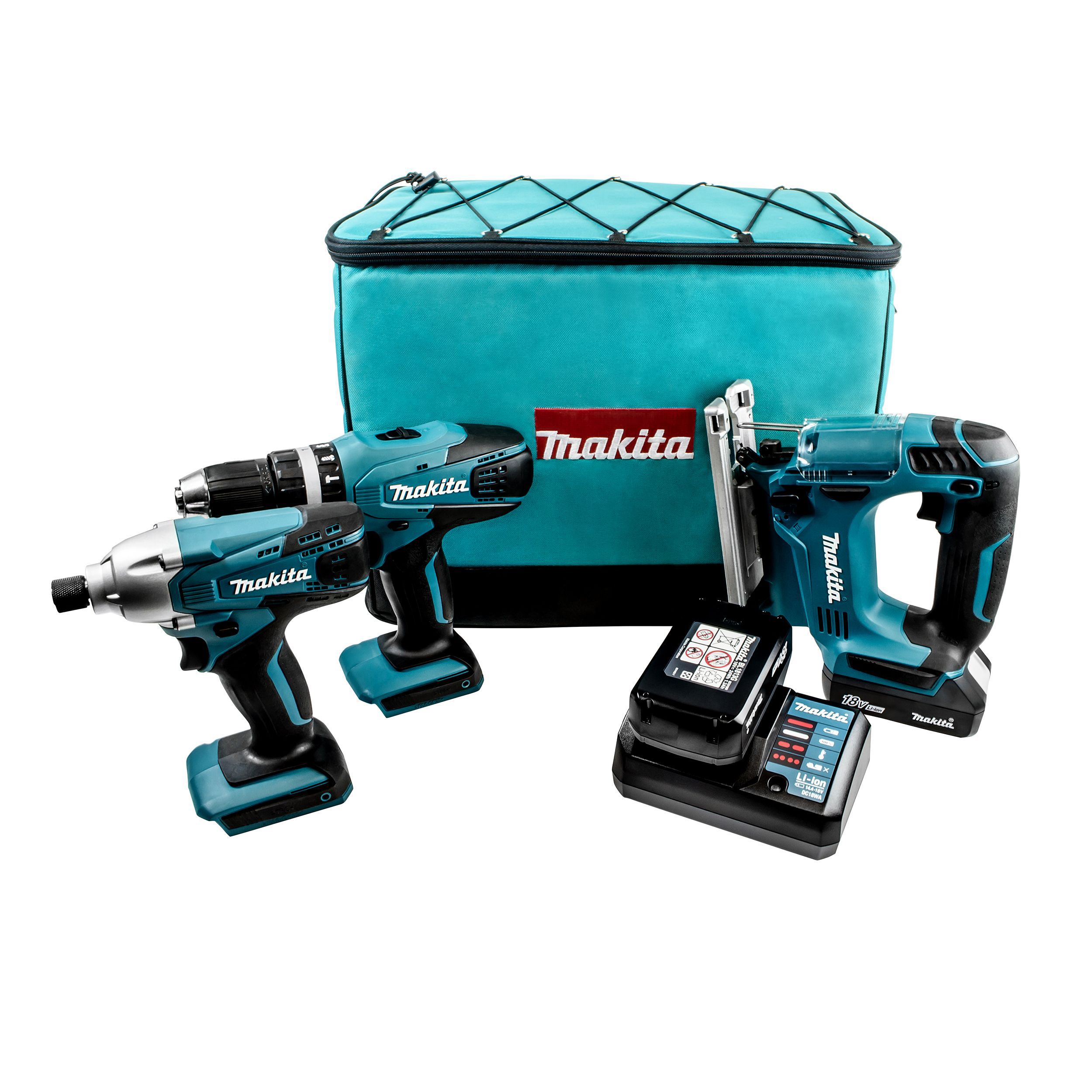 Makita G-Series Cordless 18V 1.3Ah Piece Power Tool Triple Kit DK18267 ...