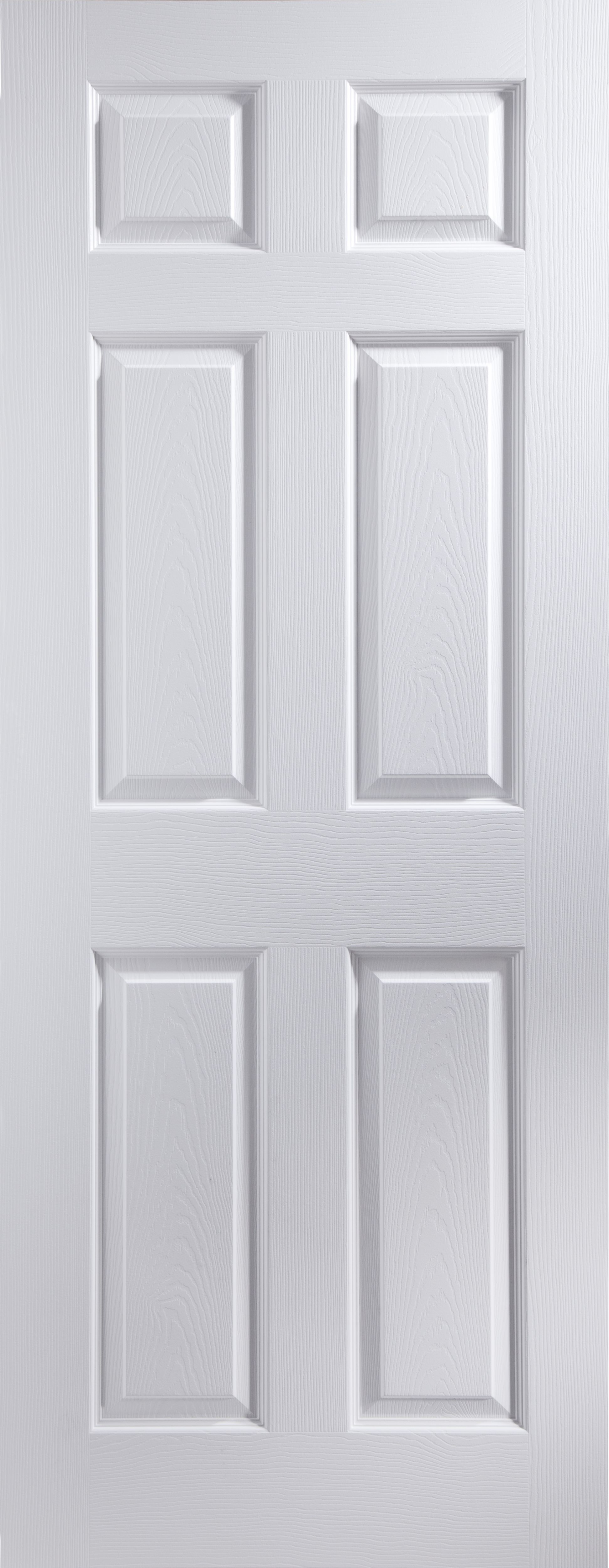 6 Panel Pre-Painted White Unglazed Internal Moulded Skin Door, (H