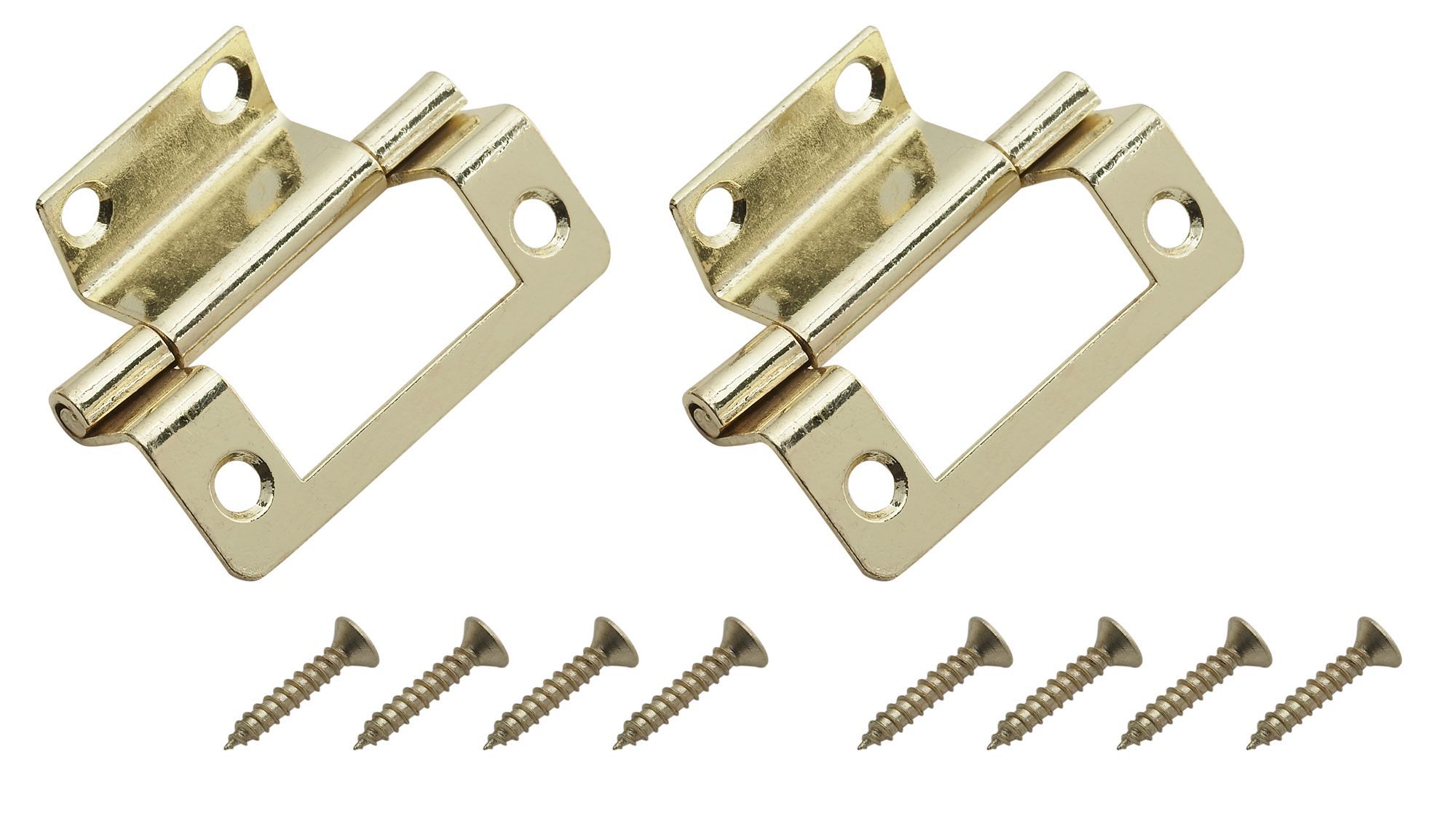 Brass Effect Metal Double Cranked Flush Hinge, Pack of 2 Departments