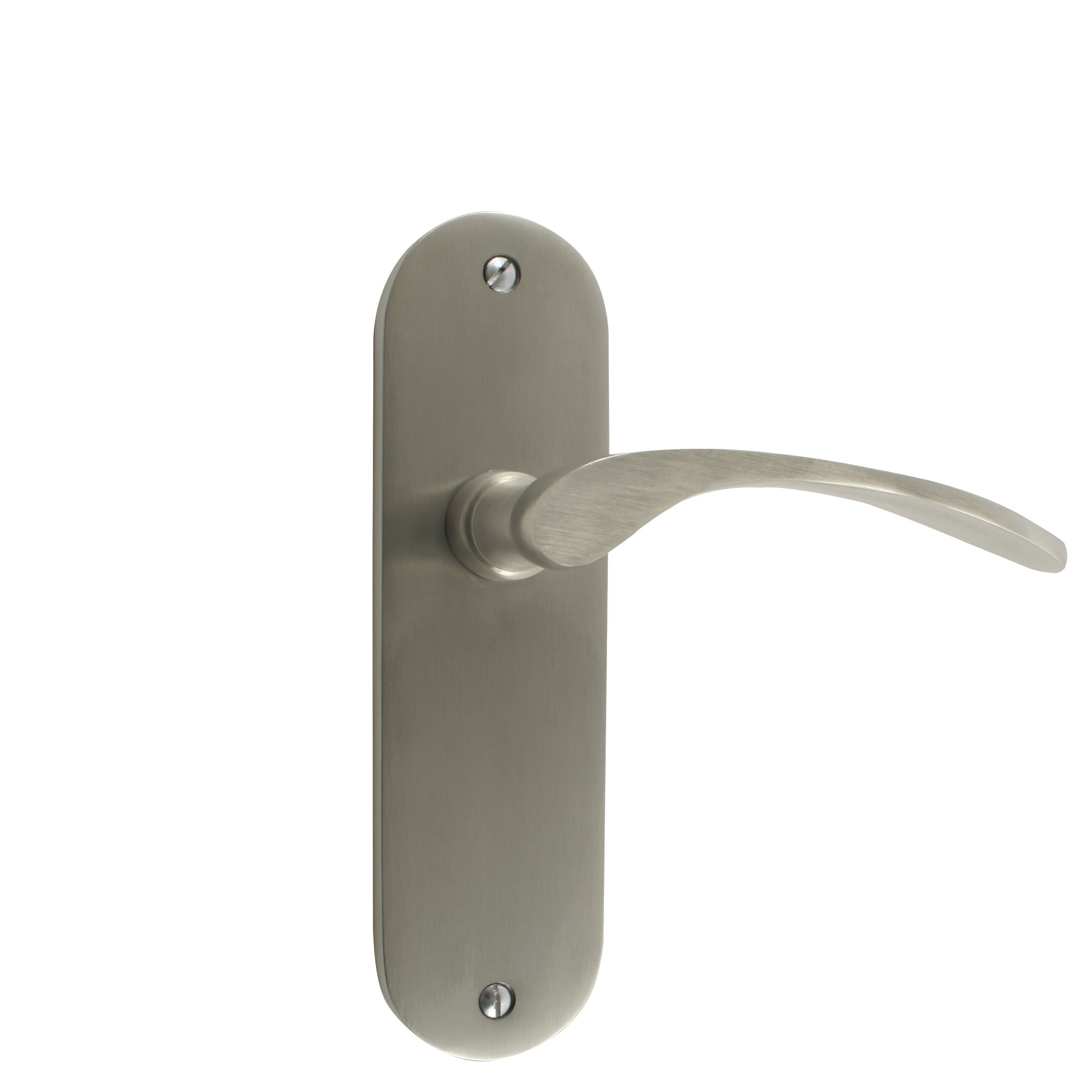 B&Q Satin Curved Door Handle, Pack of 1 Pair Departments DIY at B&Q