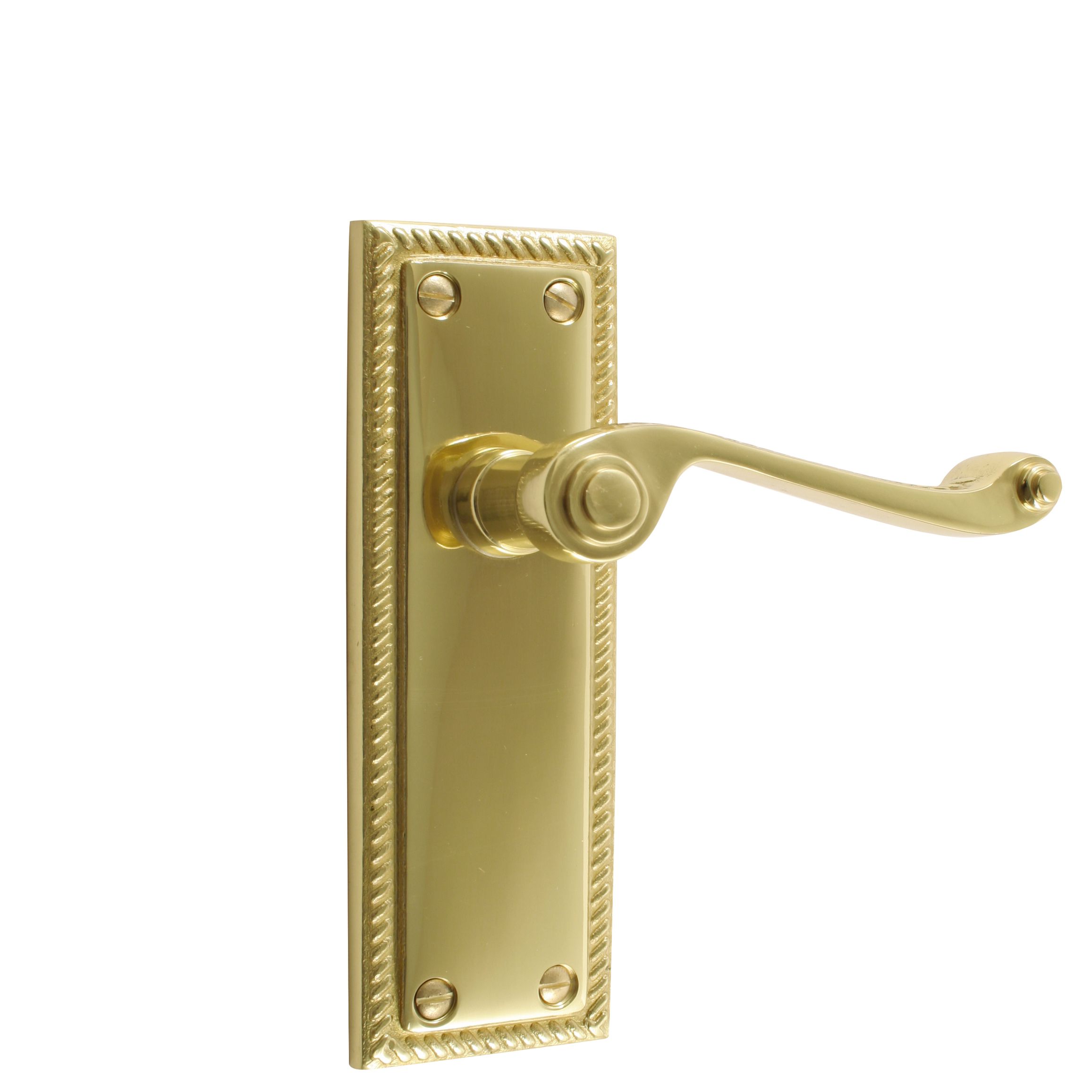 B&Q Polished Brass Effect Straight Internal Lever Latch Door Handle