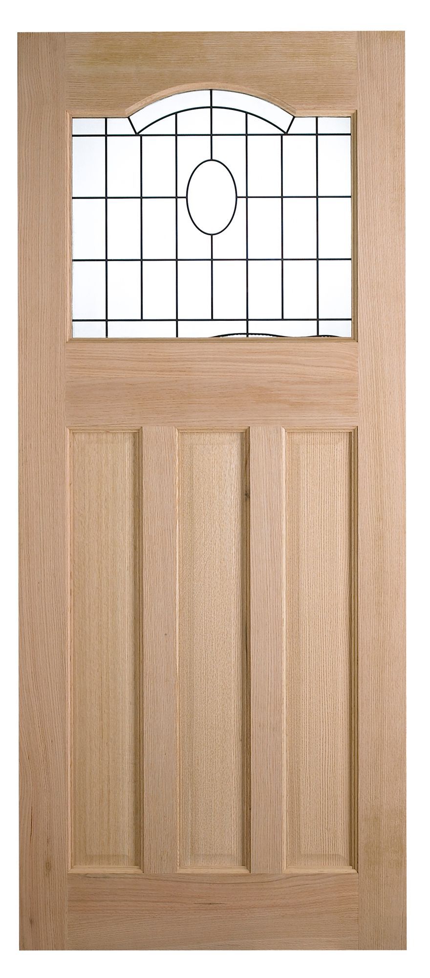Cambridge Oak Veneer Partially Glazed External Front Door, (H)1981mm (W