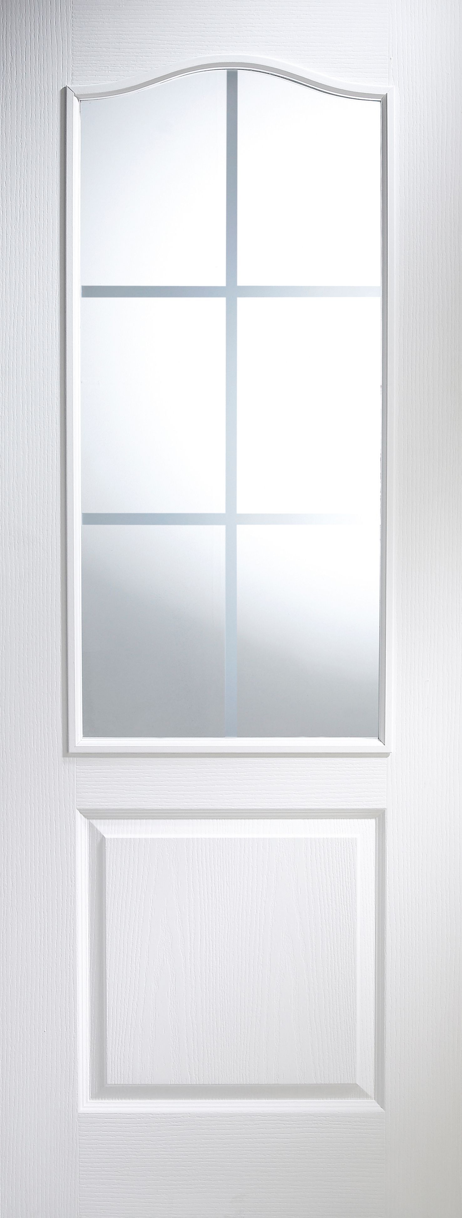 2 Panel Arched Pre Painted White Woodgrain Glazed Internal Standard 