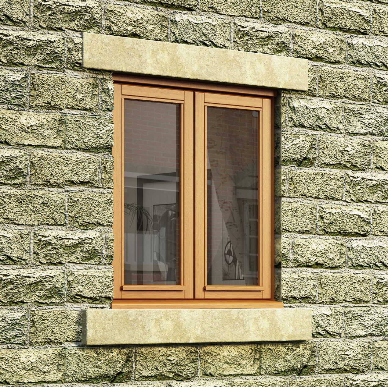 Double Glazed Oak Double Side Hung Casement Window (H)1050mm (W)915mm