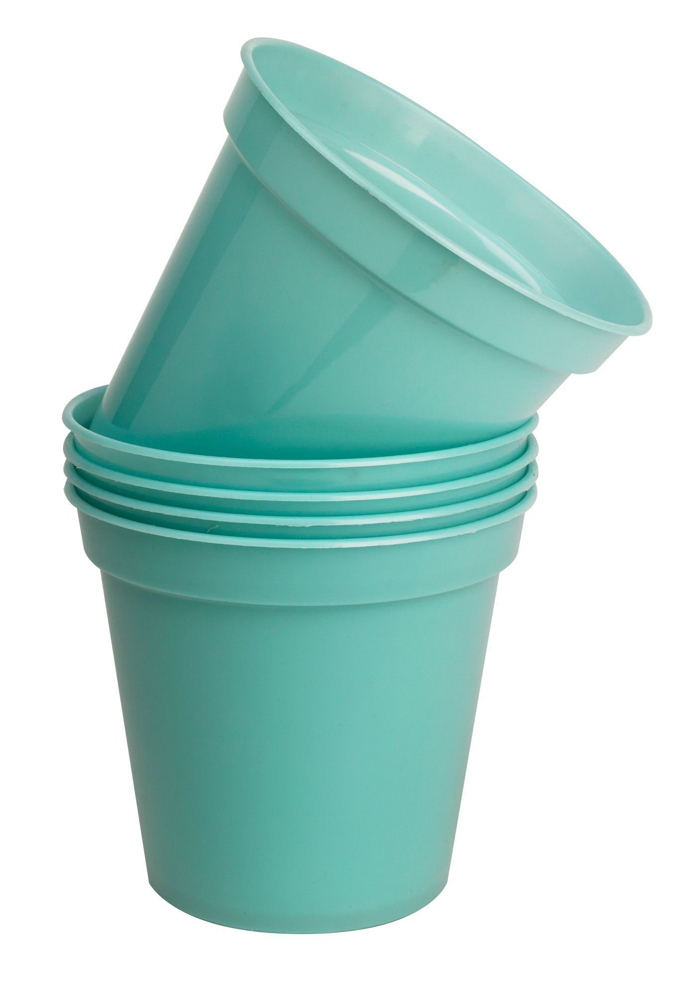 Plastic Blue Plant Pot (H)12cm (Dia)12.7cm, Pack of 5 Departments