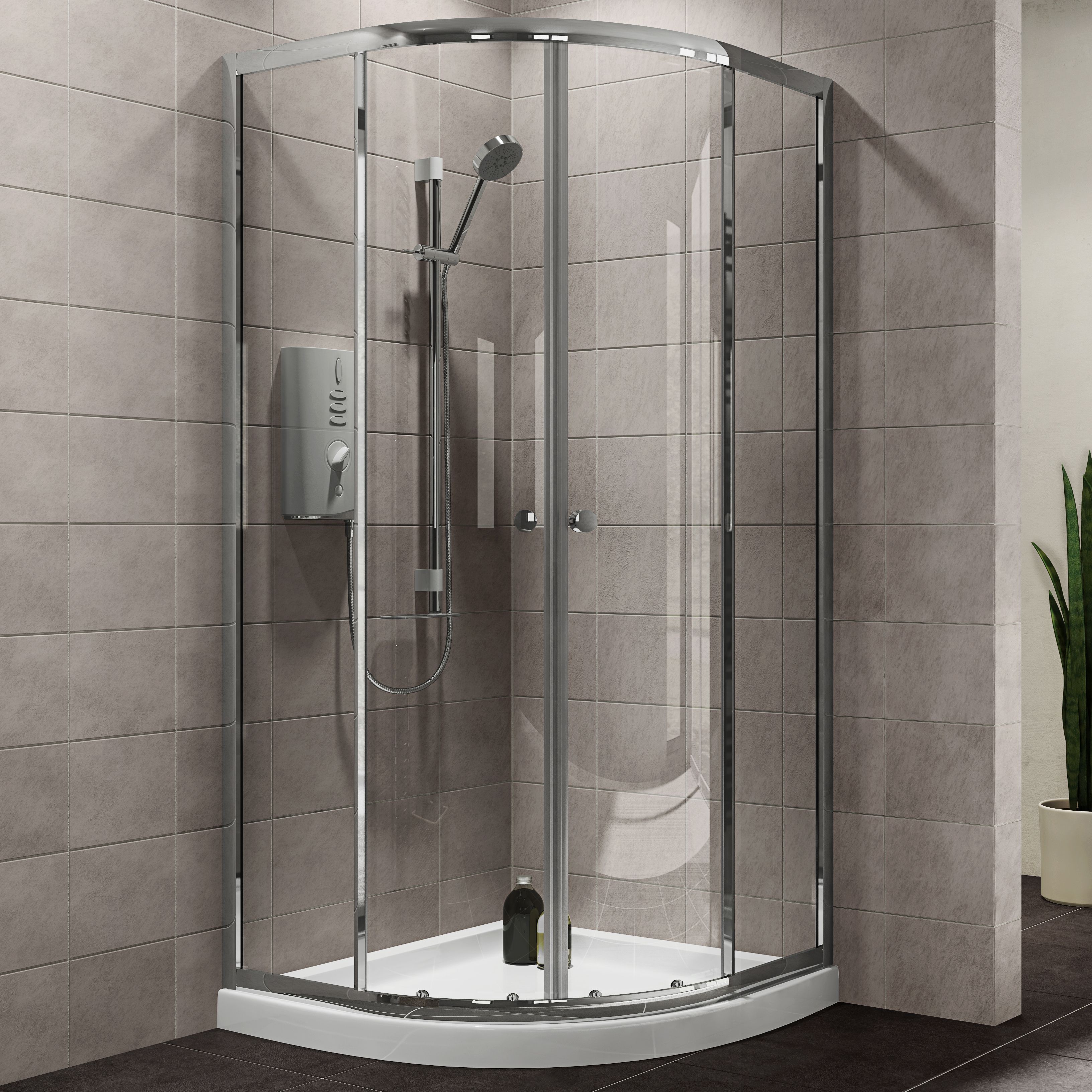 Plumbsure Quadrant Shower Enclosure, Tray & Waste Pack with Double