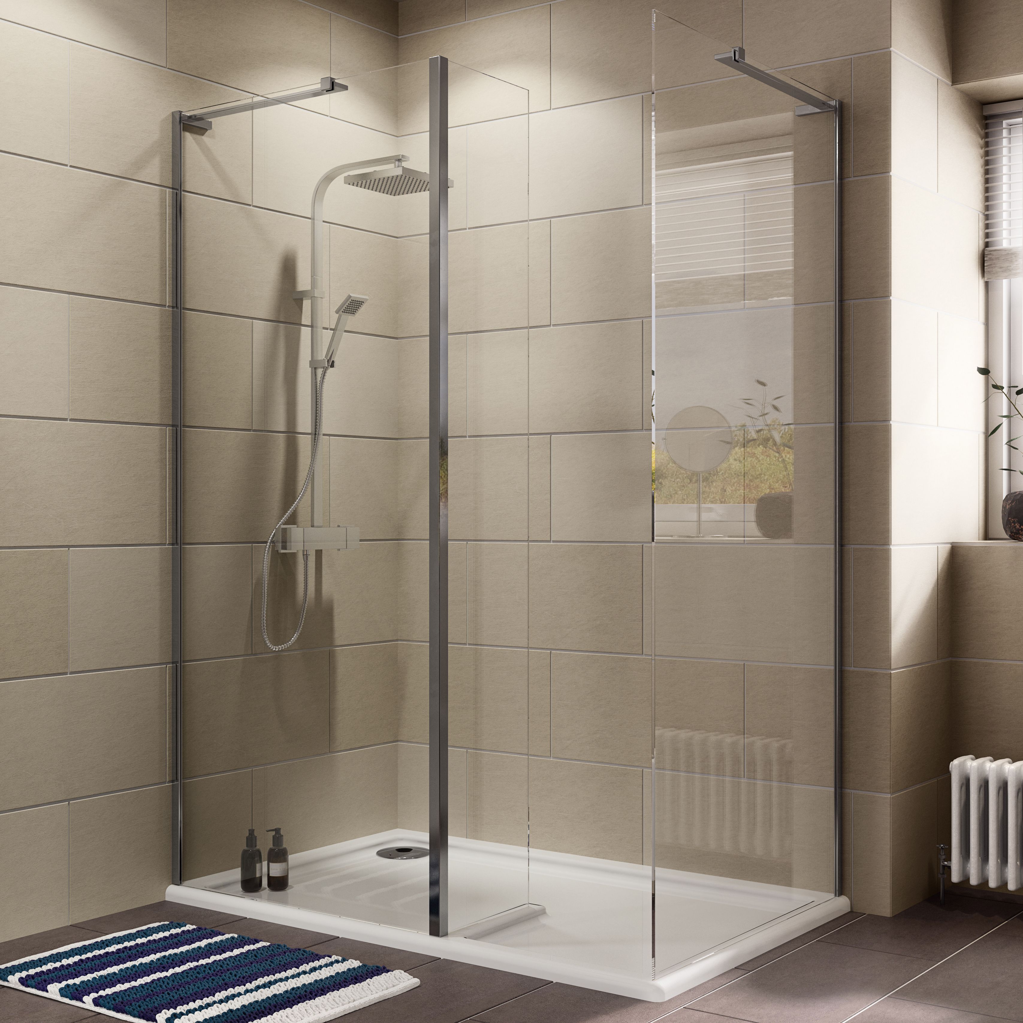 Cooke & Lewis Luxuriant Rectangular LH Shower Enclosure, Tray & Waste