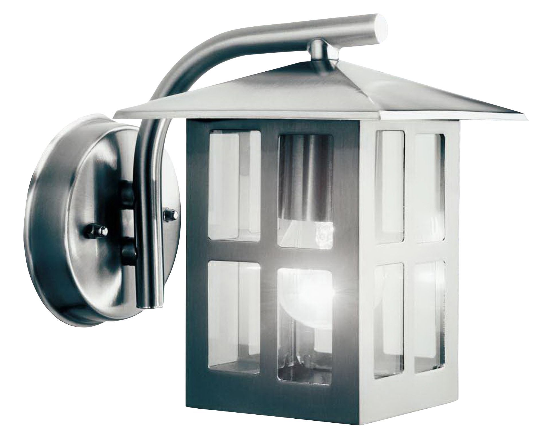 Mains Powered External WALL LANTERN Glass Stainless Steel Porch Garden Lighting eBay