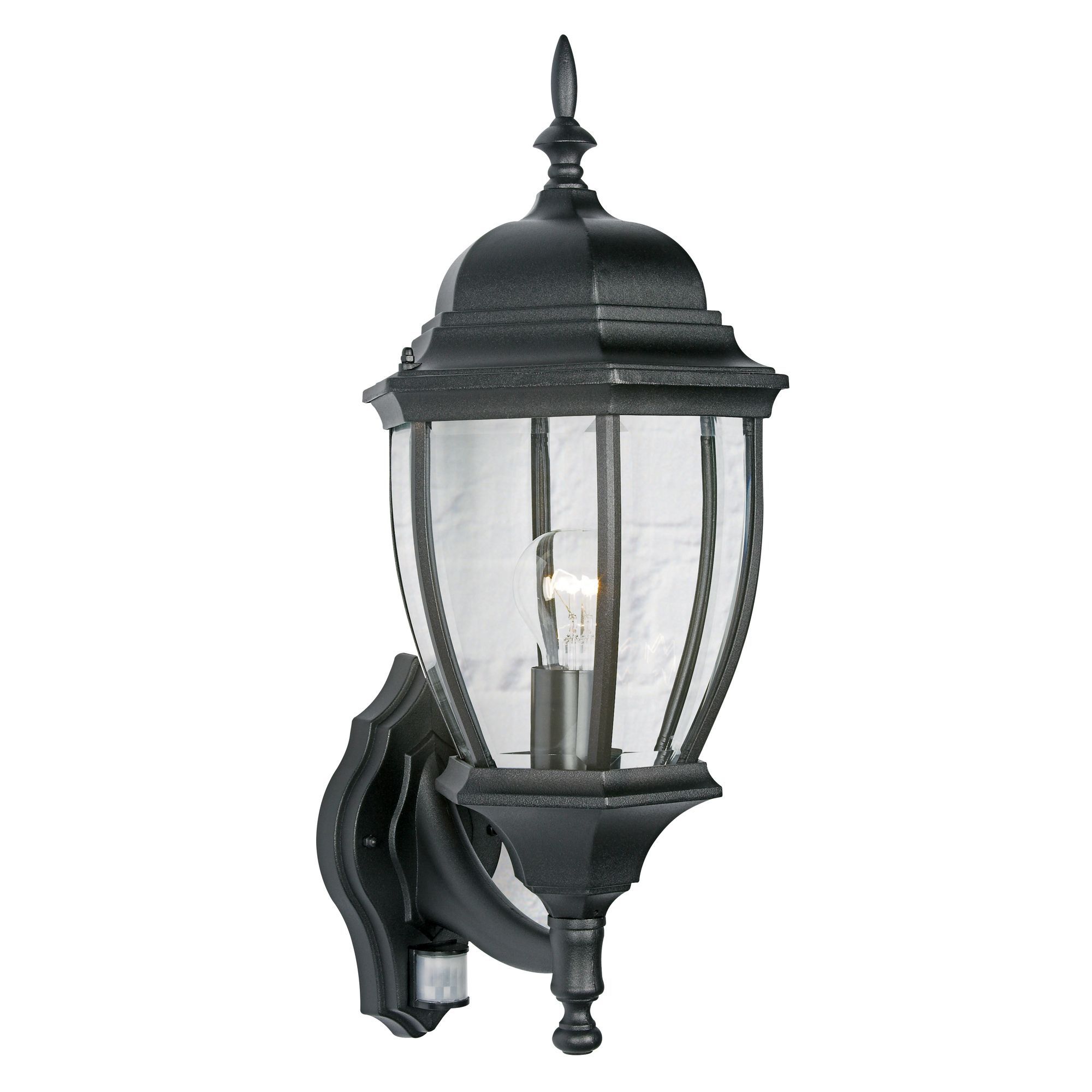 Lanark Black 60W Mains Powered External Pir Lantern Departments DIY 