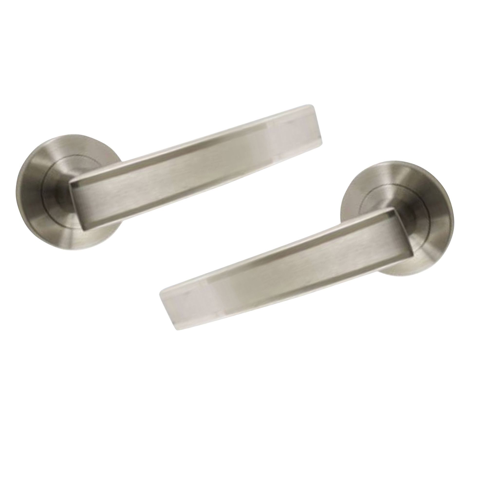 Satin Nickel Effect Internal Round Latch Door Handle, 1 Set