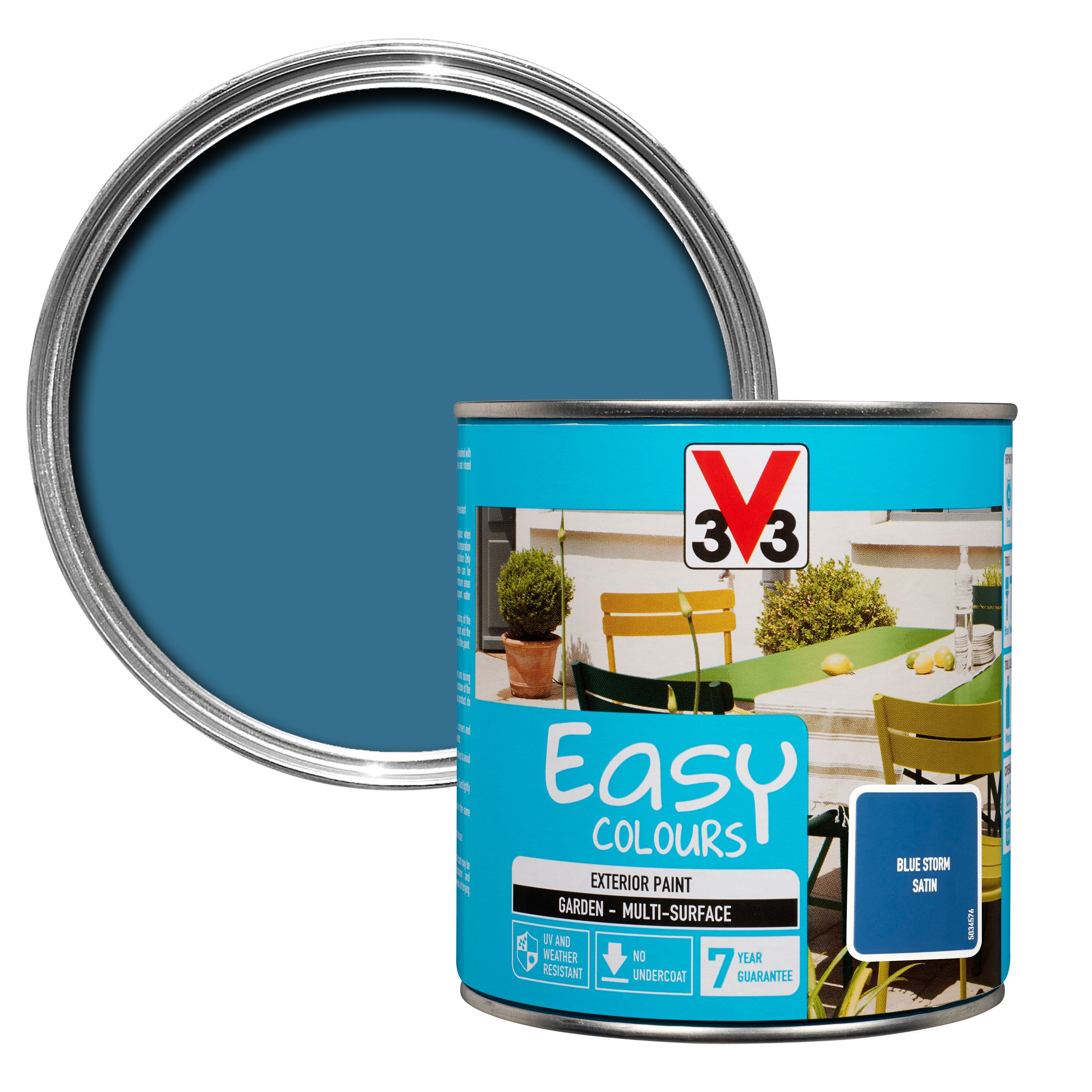 V33 Easy Blue Storm Satin Furniture Paint 500 ml Departments DIY at B&Q