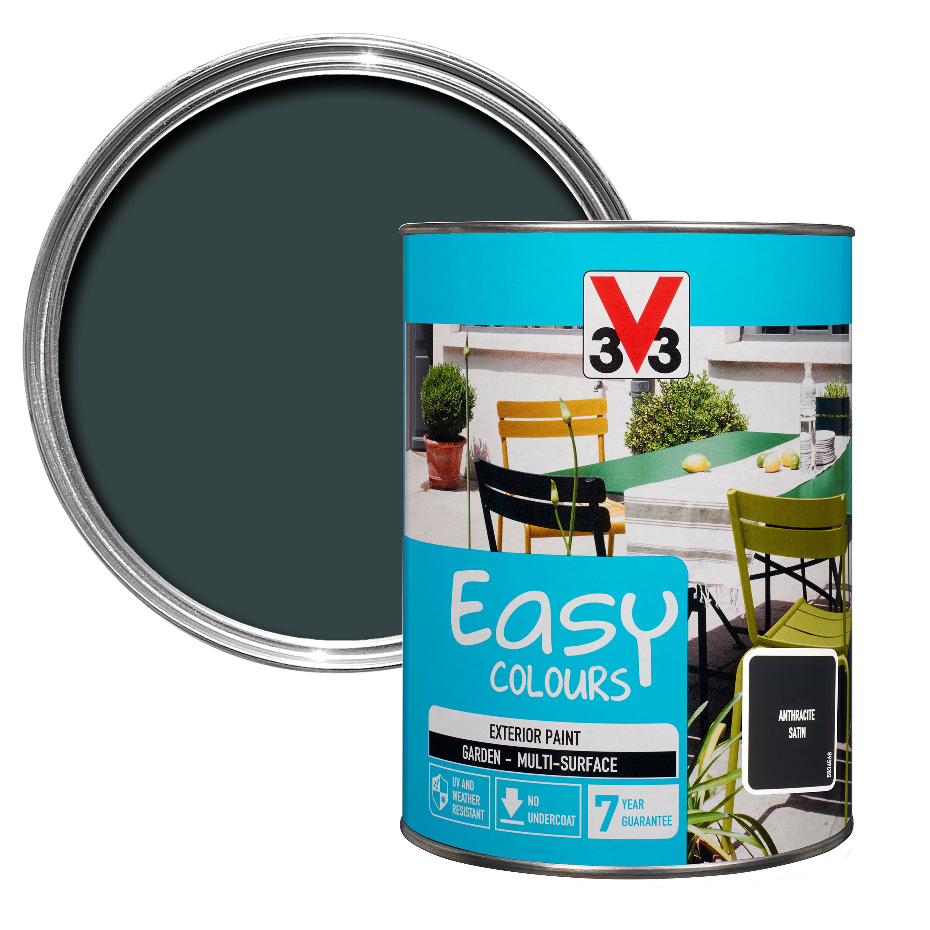 V33 Easy Anthracite Satin Furniture Paint 1500 ml Departments DIY