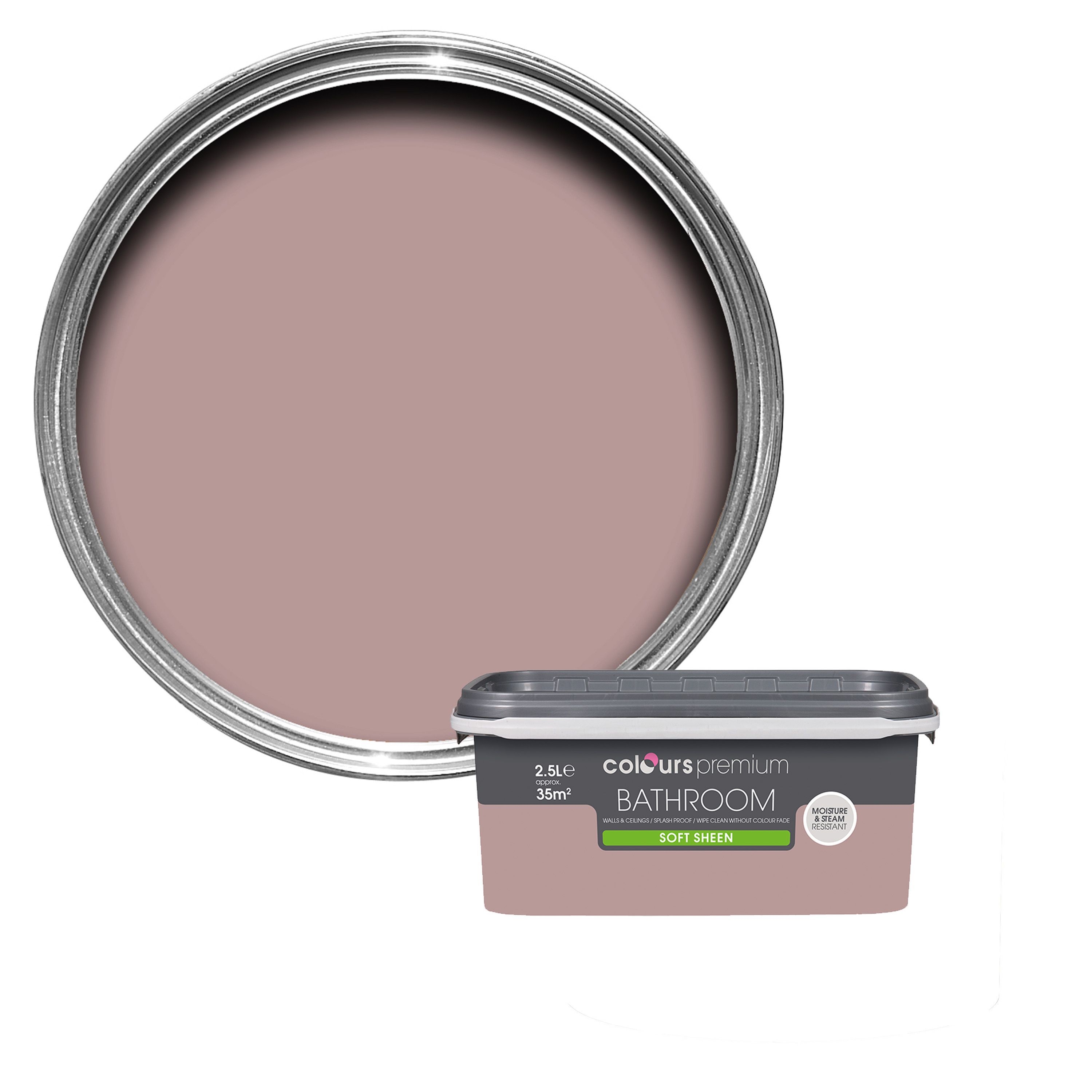 Colours Bathroom Muted Rose Soft Sheen Emulsion Paint 2 5L 