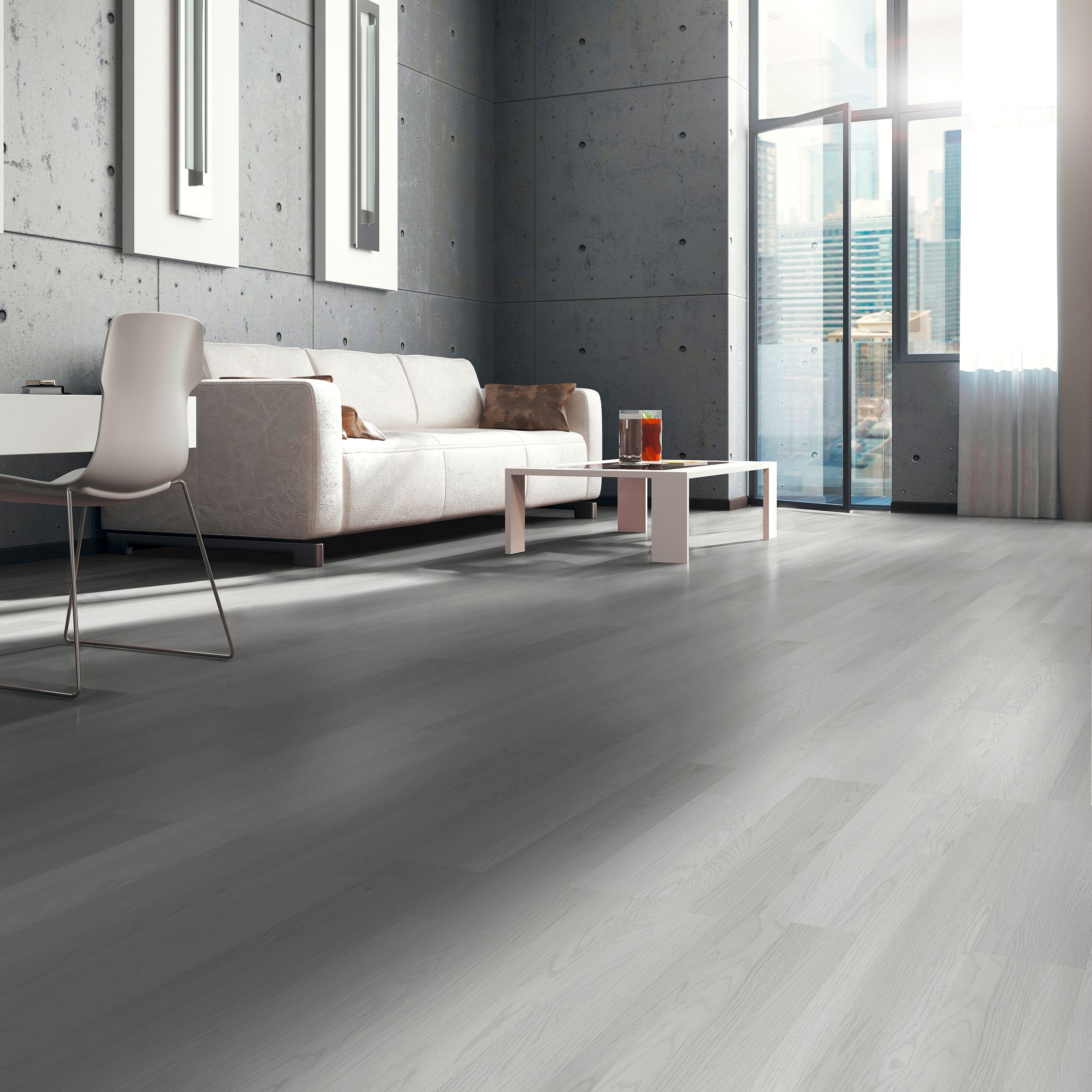 Whitewash Oak White Wood Effect Laminate Flooring 3 m² Pack ...