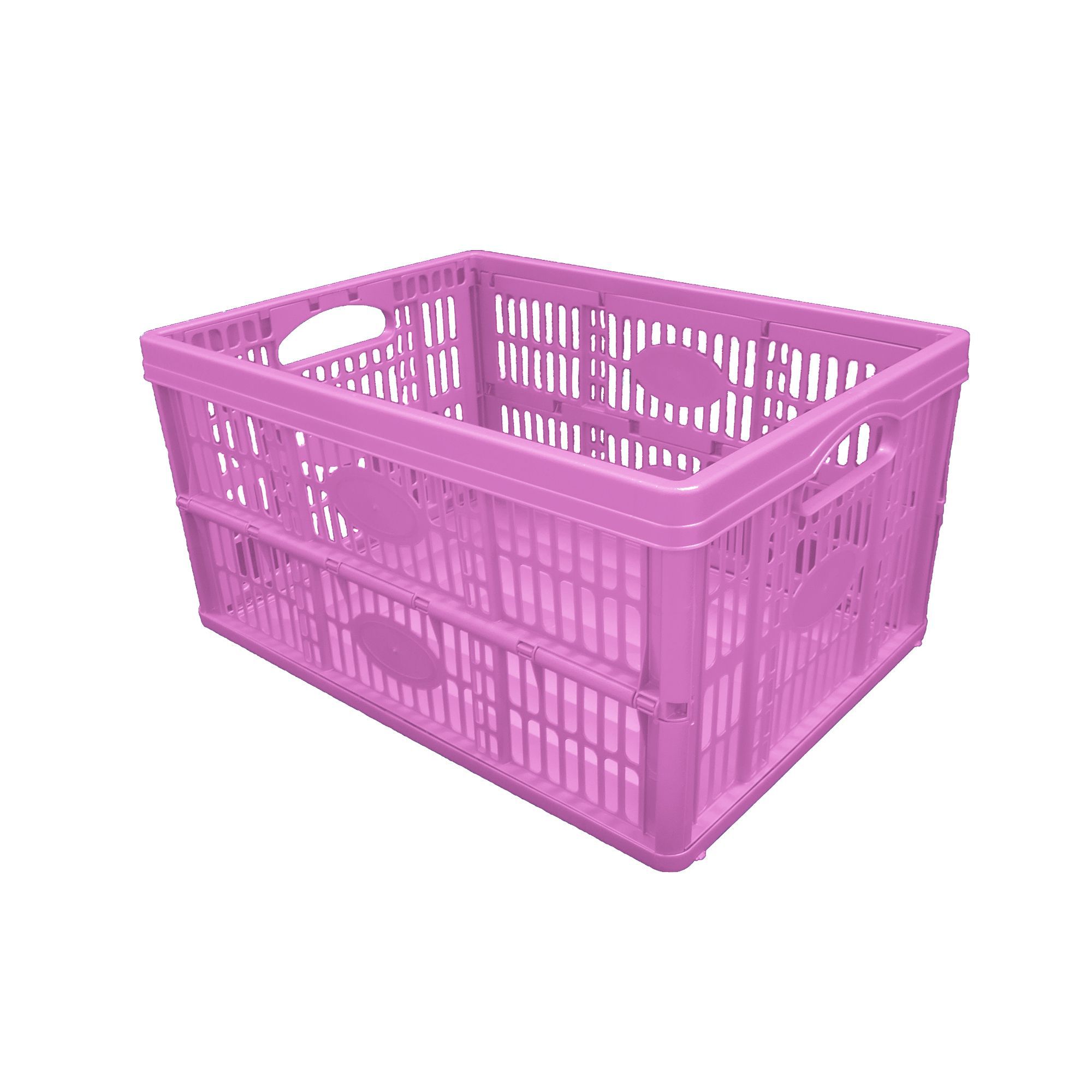 B&Q Pink 32L Plastic Folding Crate Departments DIY at B&Q
