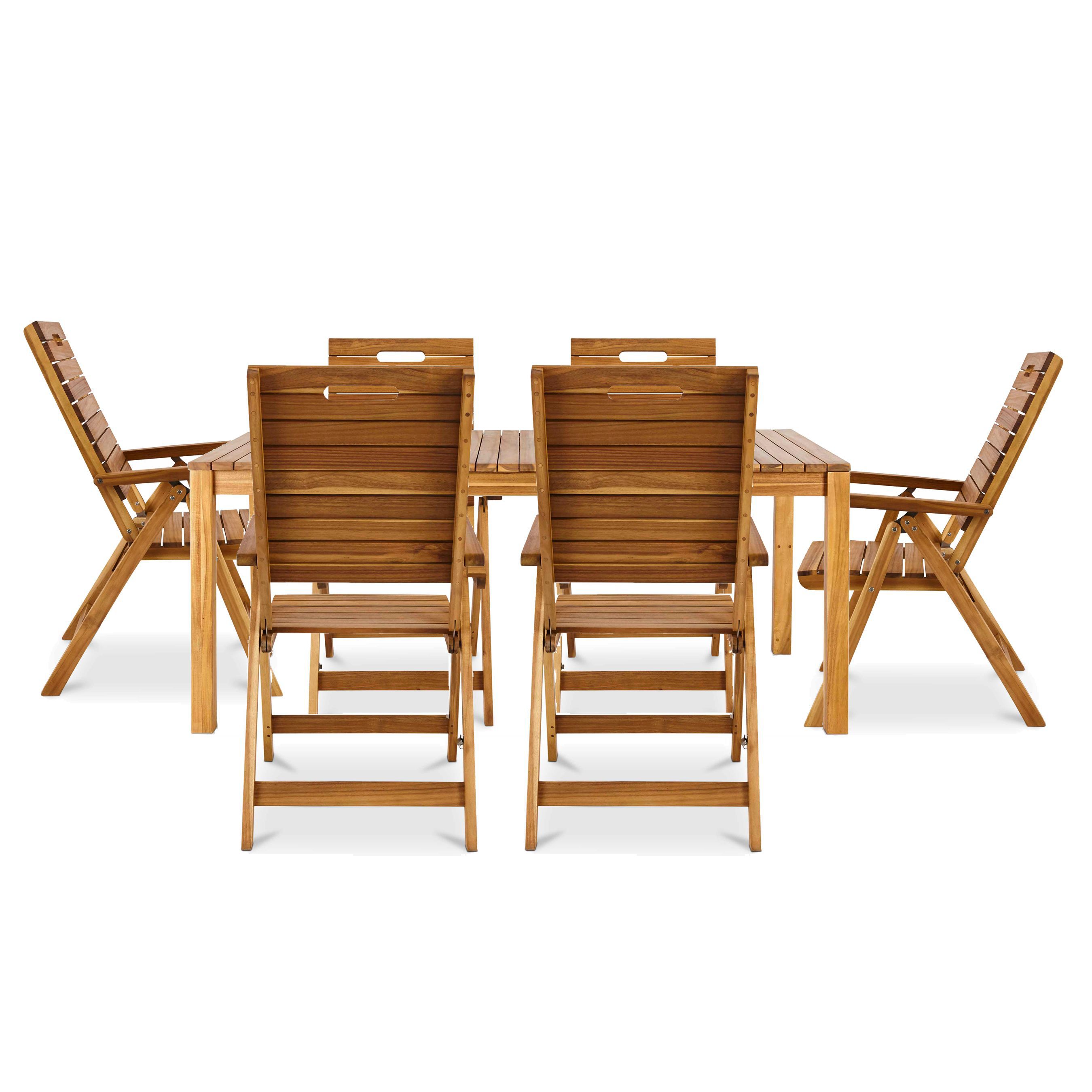 Denia Wooden 6 Seater Recliner Dining Set | Departments | DIY at B&Q