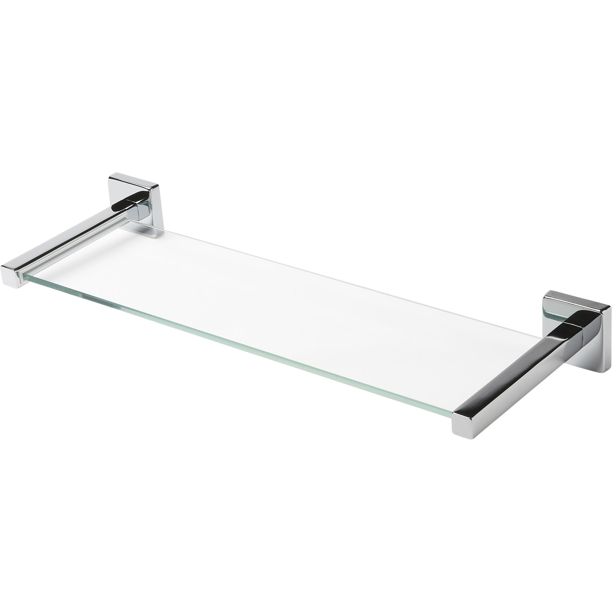 Alessano Silver Effect Chrome Plated Clear Glass Shelf L 480mm D