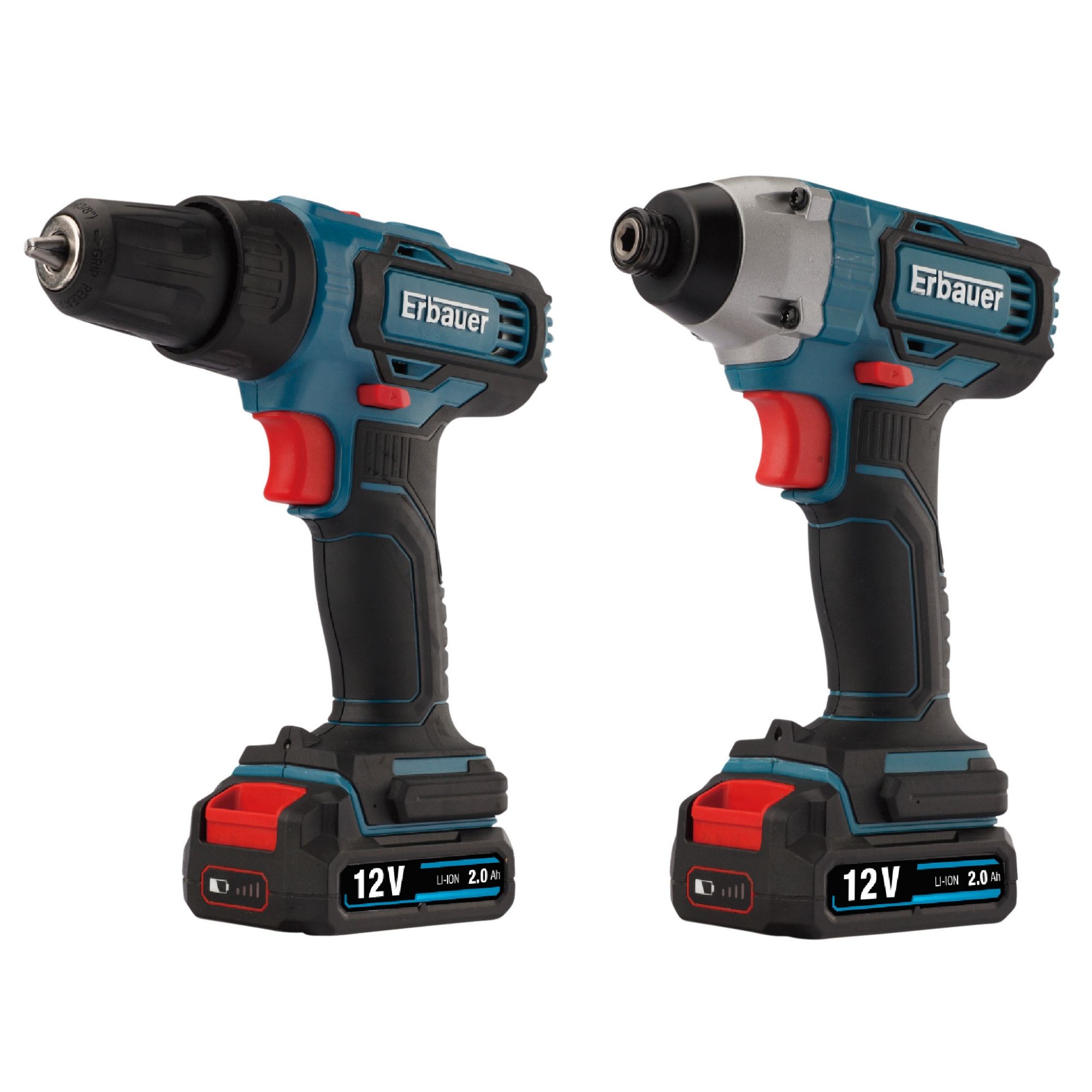 Erbauer 2Ah Lithiumion Impact driver & drill driver 2 batteries EID12
