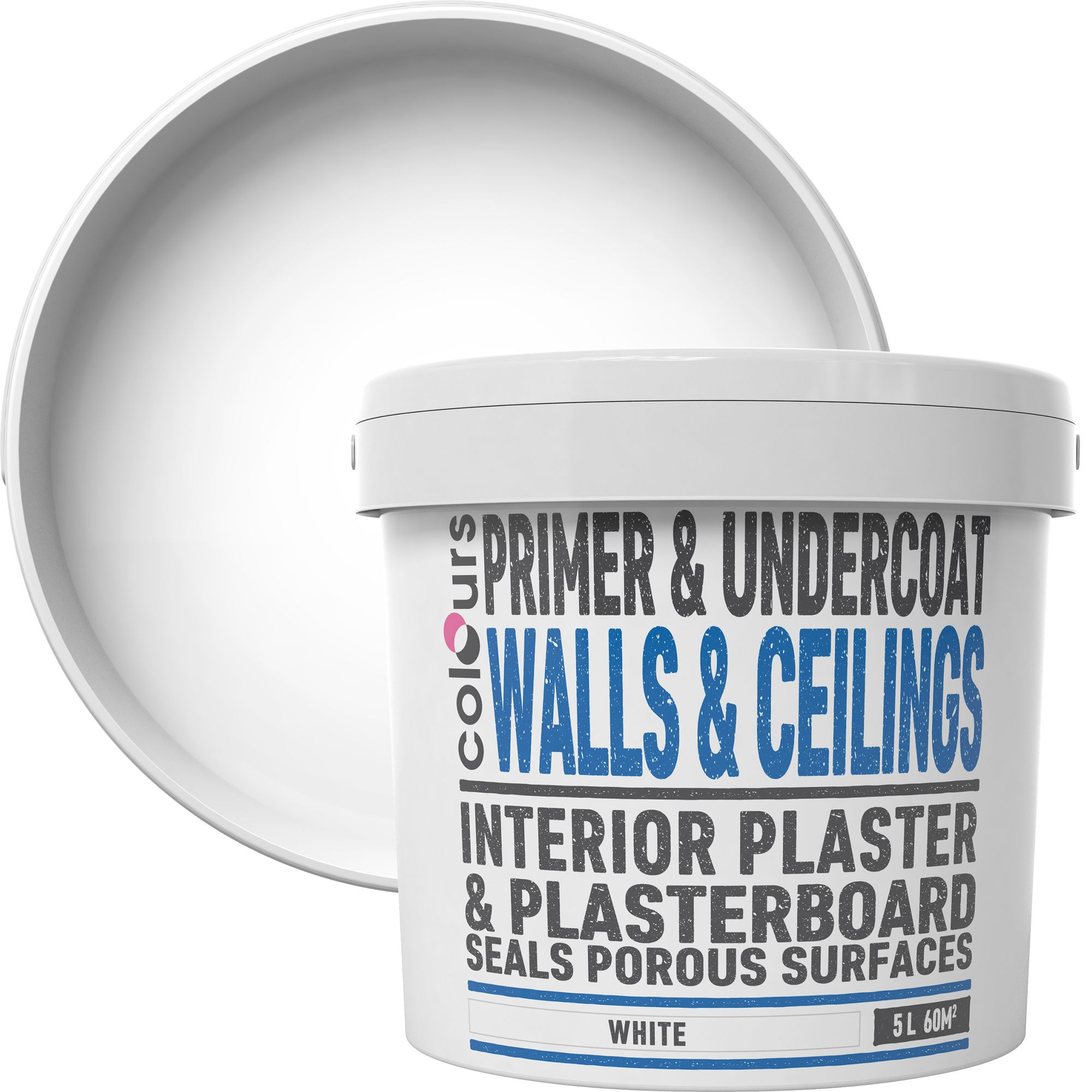 Colours White Walls & ceilings Primer & undercoat 5L Departments DIY at B&Q