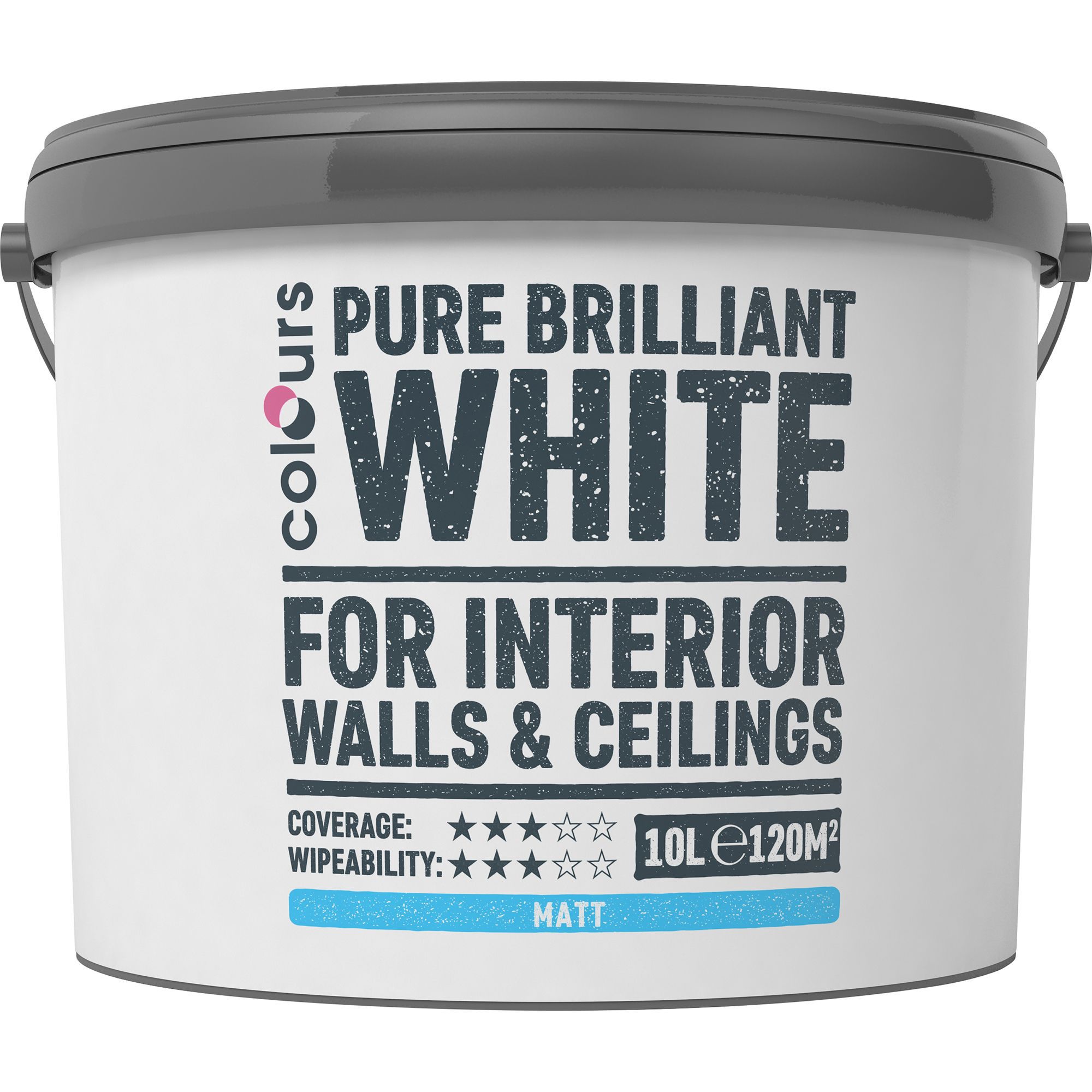 Colours White Matt Matt Emulsion Paint 10L Departments DIY at B&Q