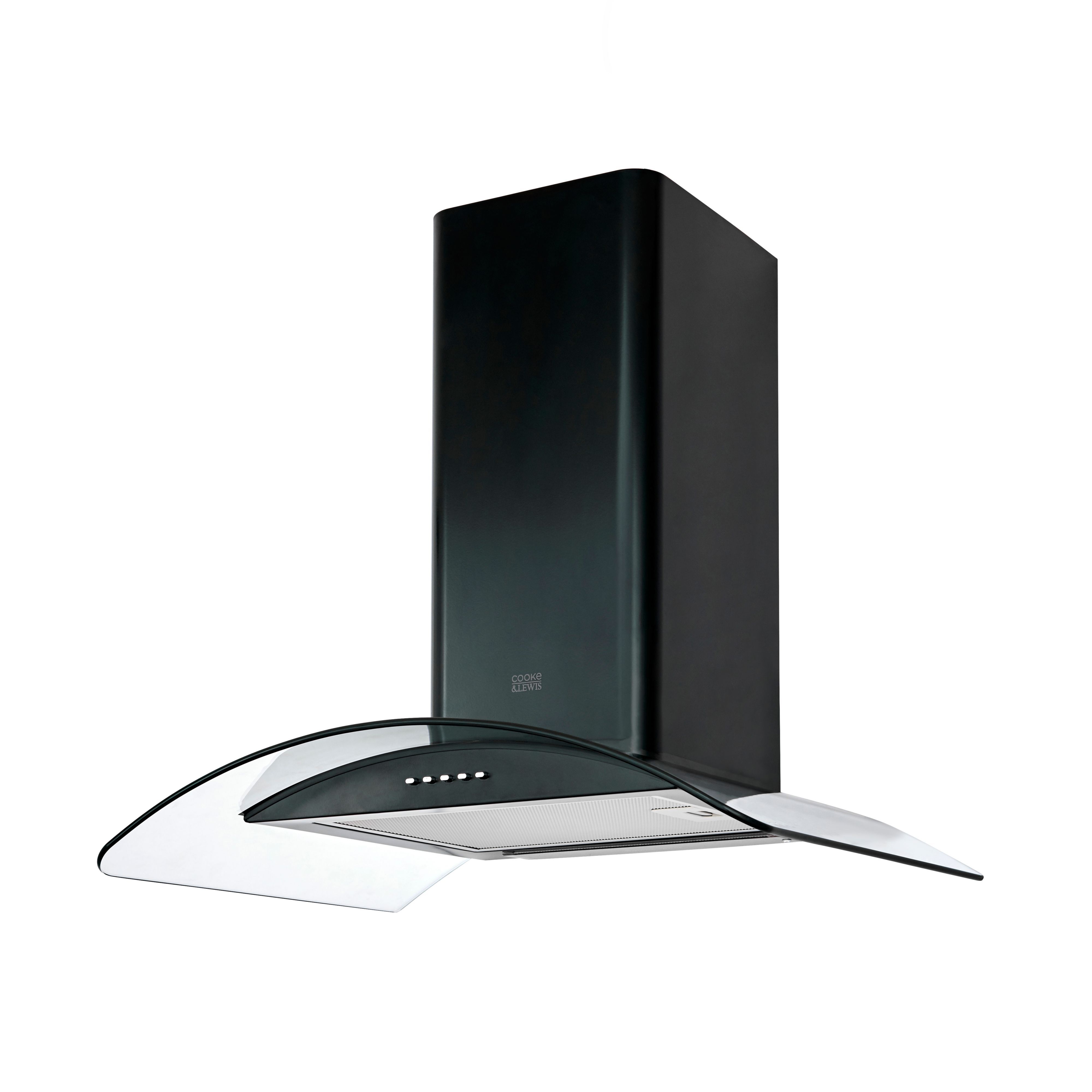 Cooke & Lewis CLCGB60 Black Steel & Glass Curved Cooker Hood, (W) 600mm ...