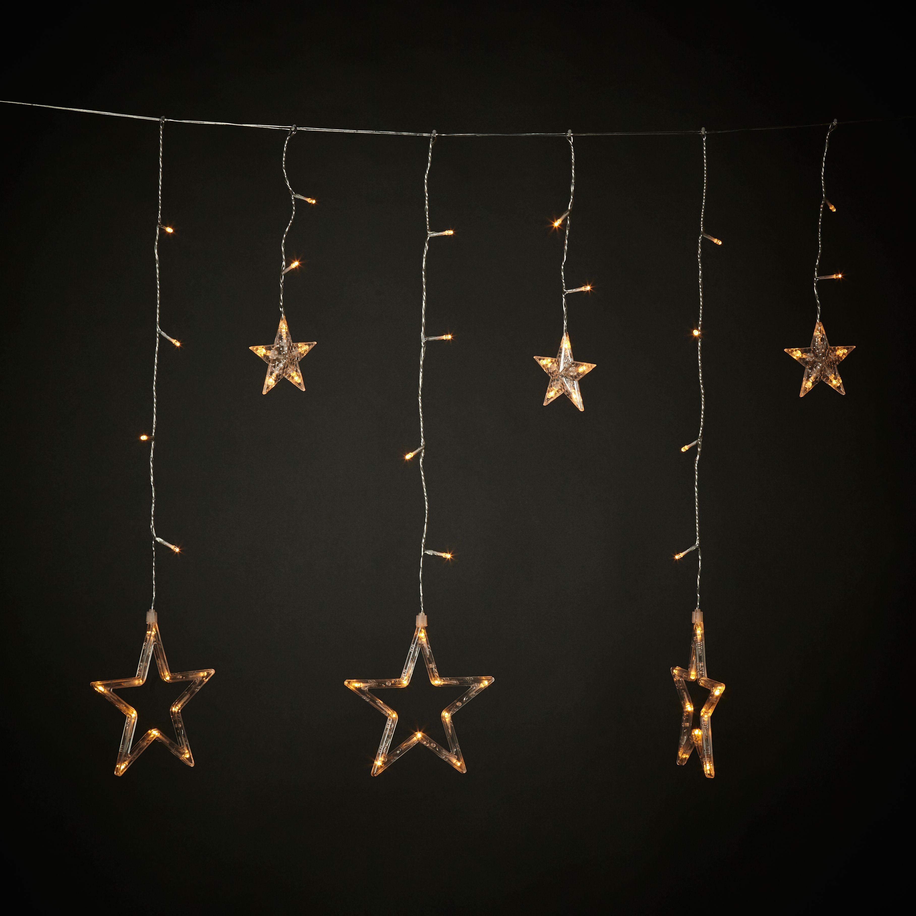 112 Warm White LED Star String Lights Departments DIY at B&Q