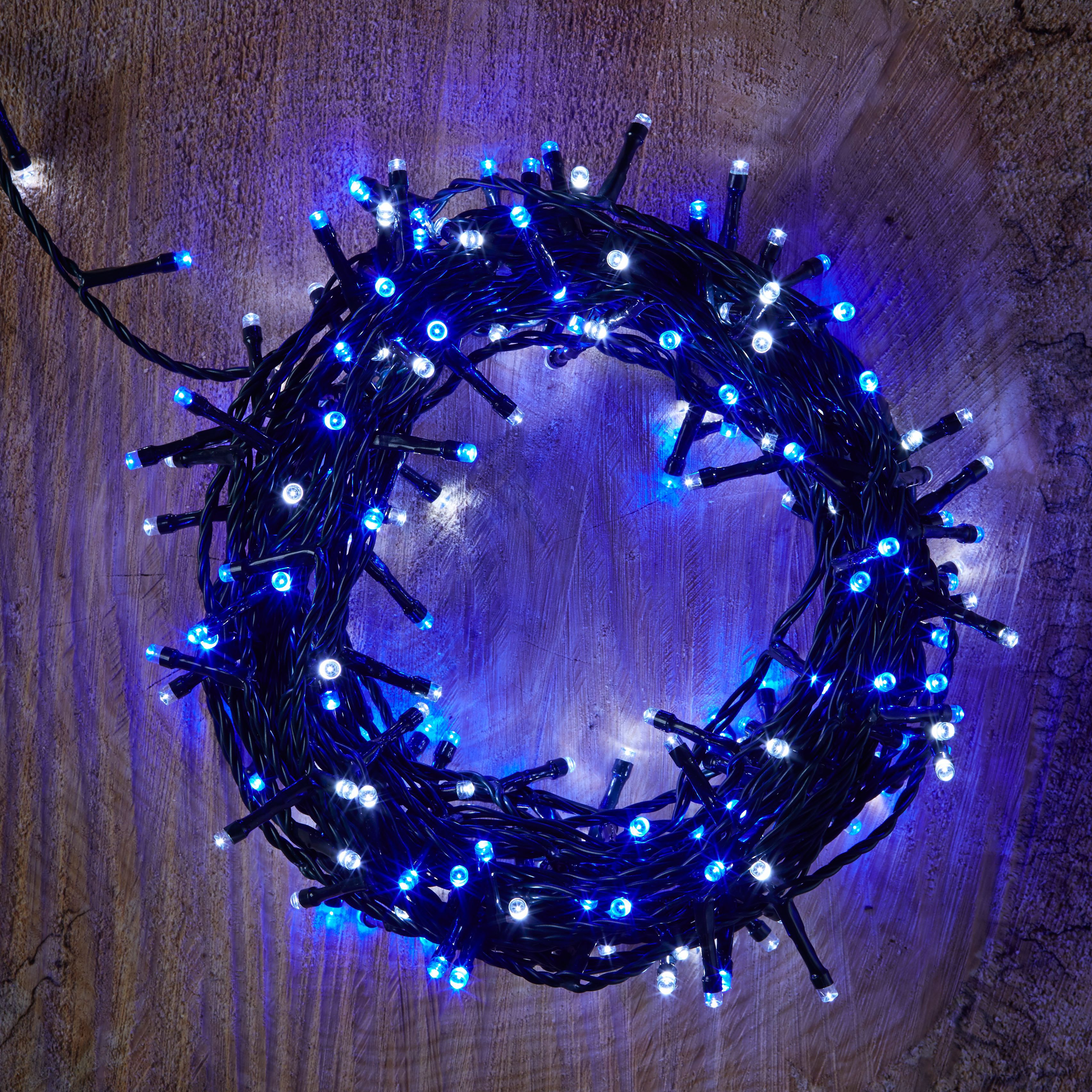 240 Blue & White LED String Lights Departments DIY at B&Q