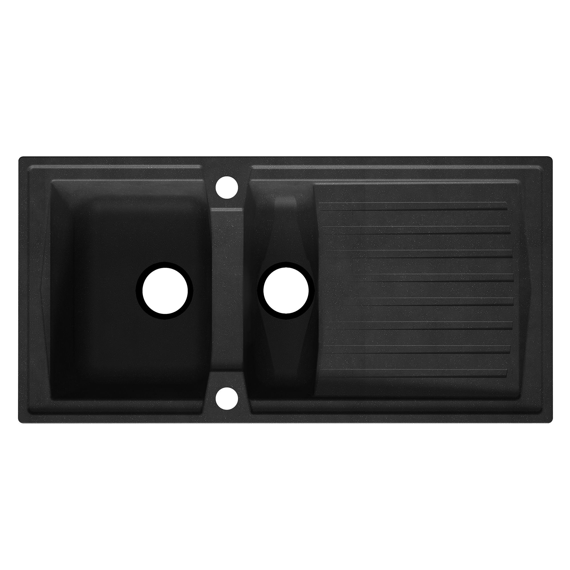 Cooke & Lewis Deluc 1.5 Bowl Black Resin Kitchen Sink with Reversible