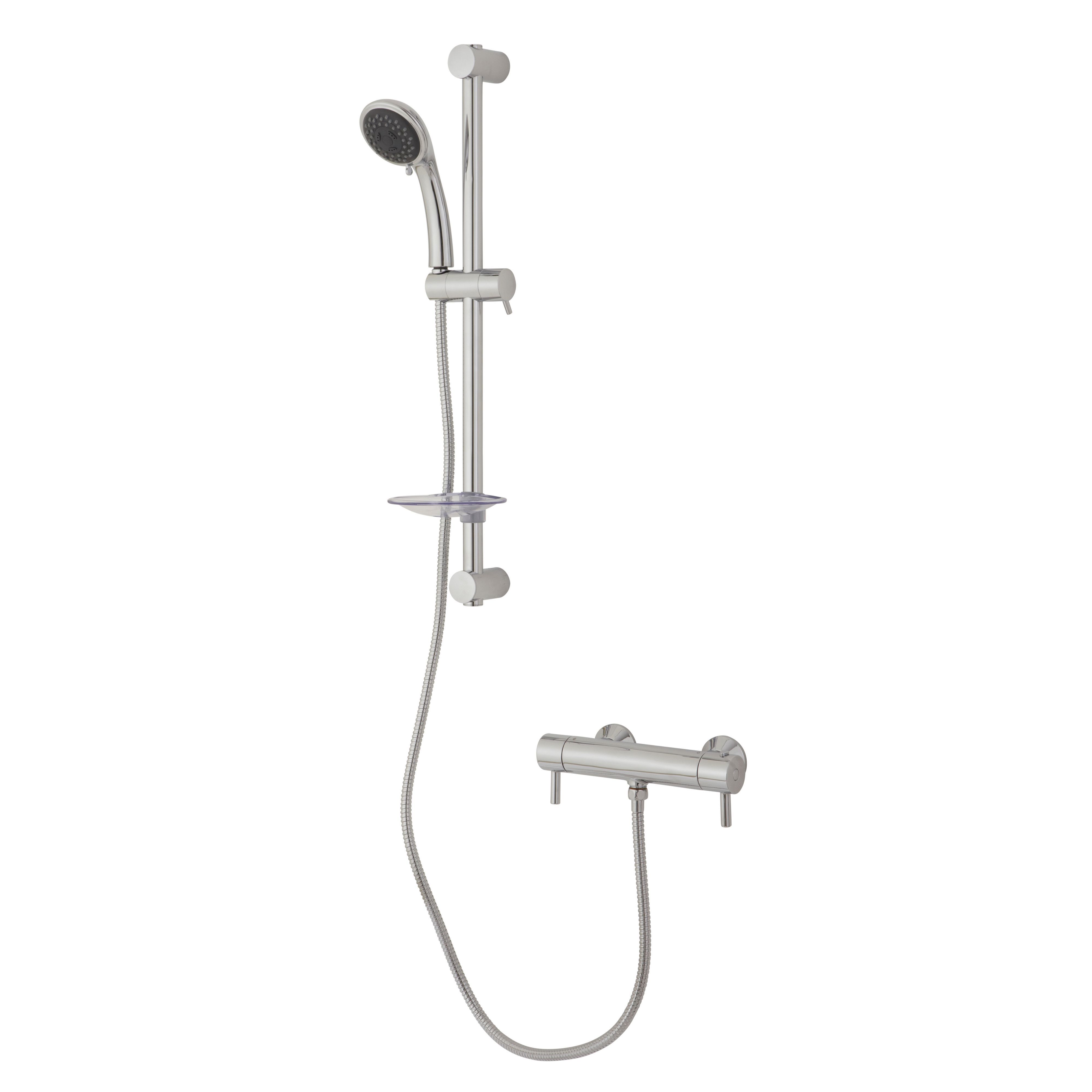 Cooke & Lewis Mala Chrome Effect Thermostatic Bar Mixer Shower