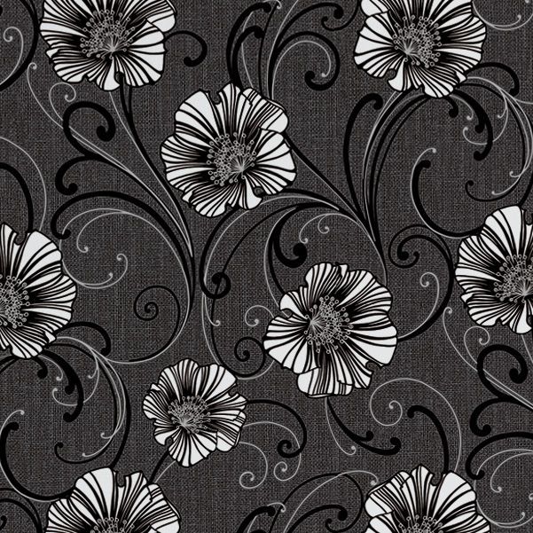 A.S. Creation Liberty Dark Grey & White Floral Wallpaper | Departments | DIY at B&Q