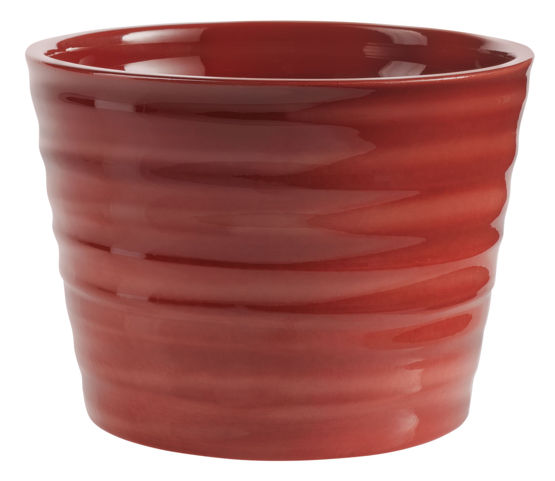 Basel Round Glazed Dark Red Brushed Plant Pot (H)23cm (Dia)24cm