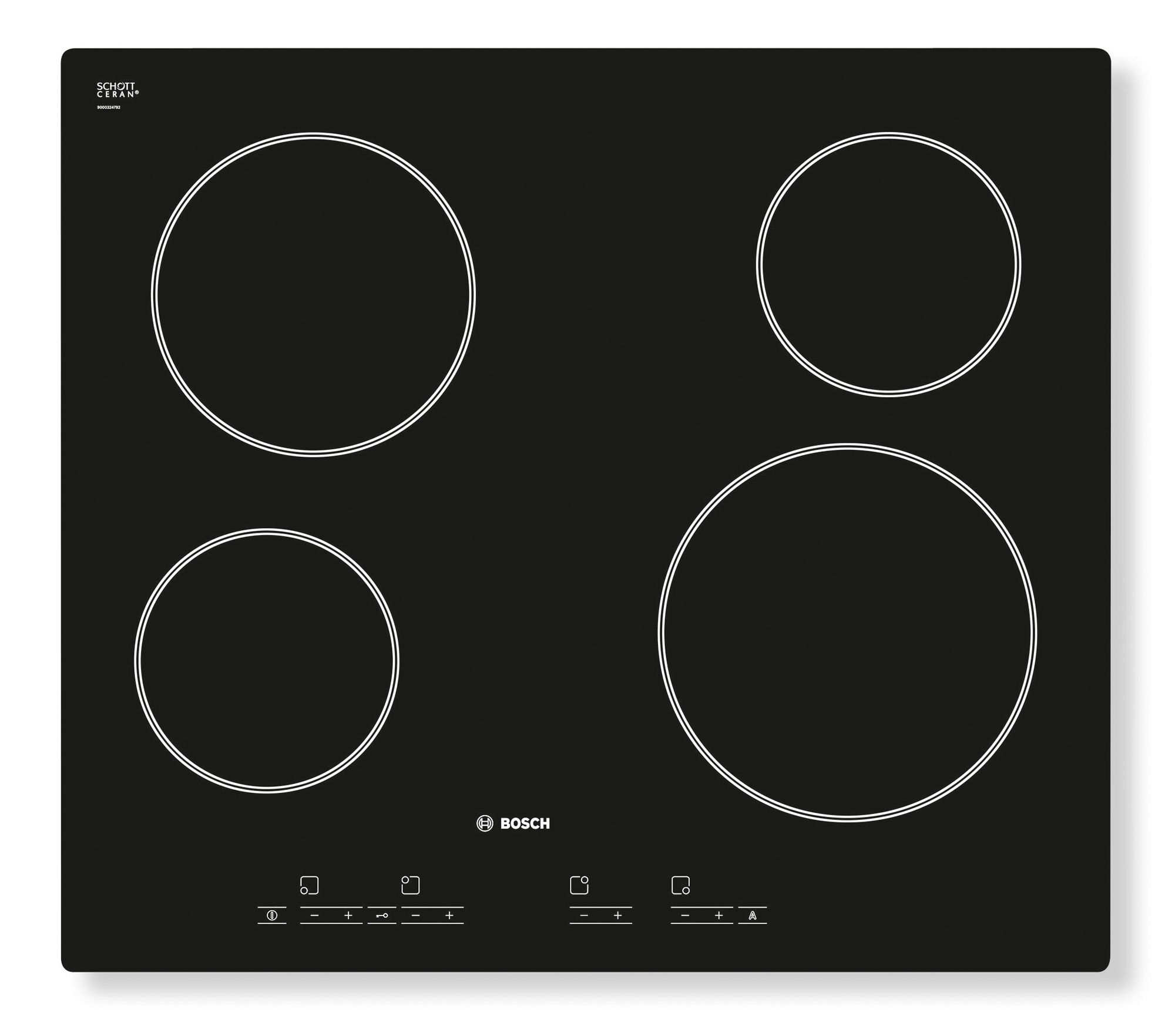 Bosch PKE611D17E 4 Burner Black Glass Electric Ceramic Hob