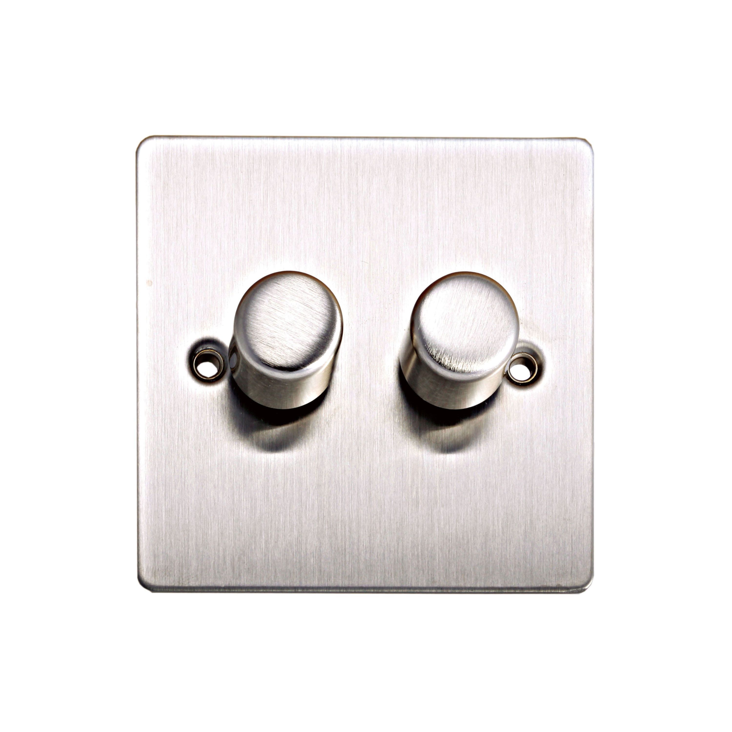 Holder 2Way Double Brushed Steel Dimmer Switch Departments DIY at B&Q