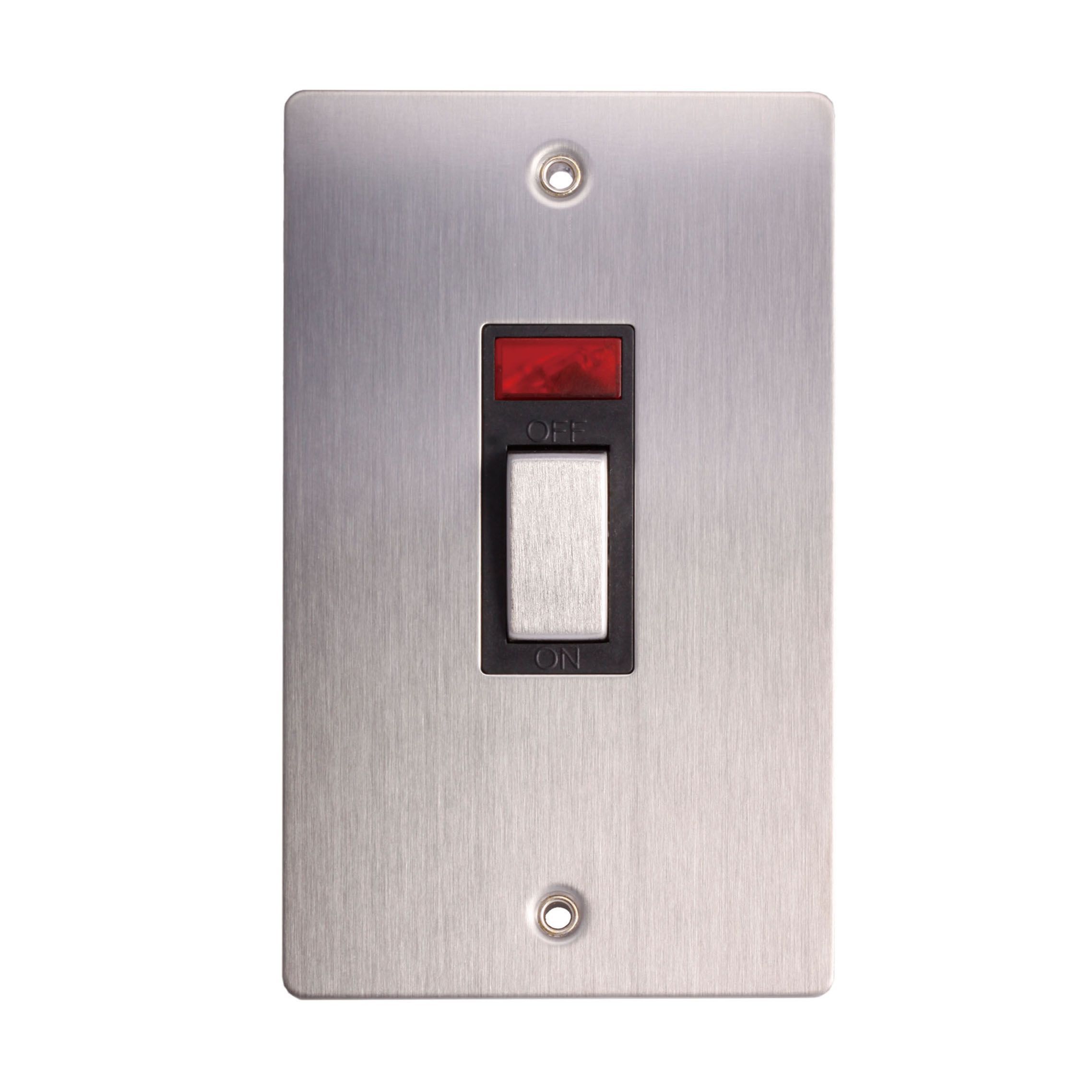 Holder 45A Double Pole Brushed Stainless Steel Effect Cooker Switch Departments DIY at B&Q