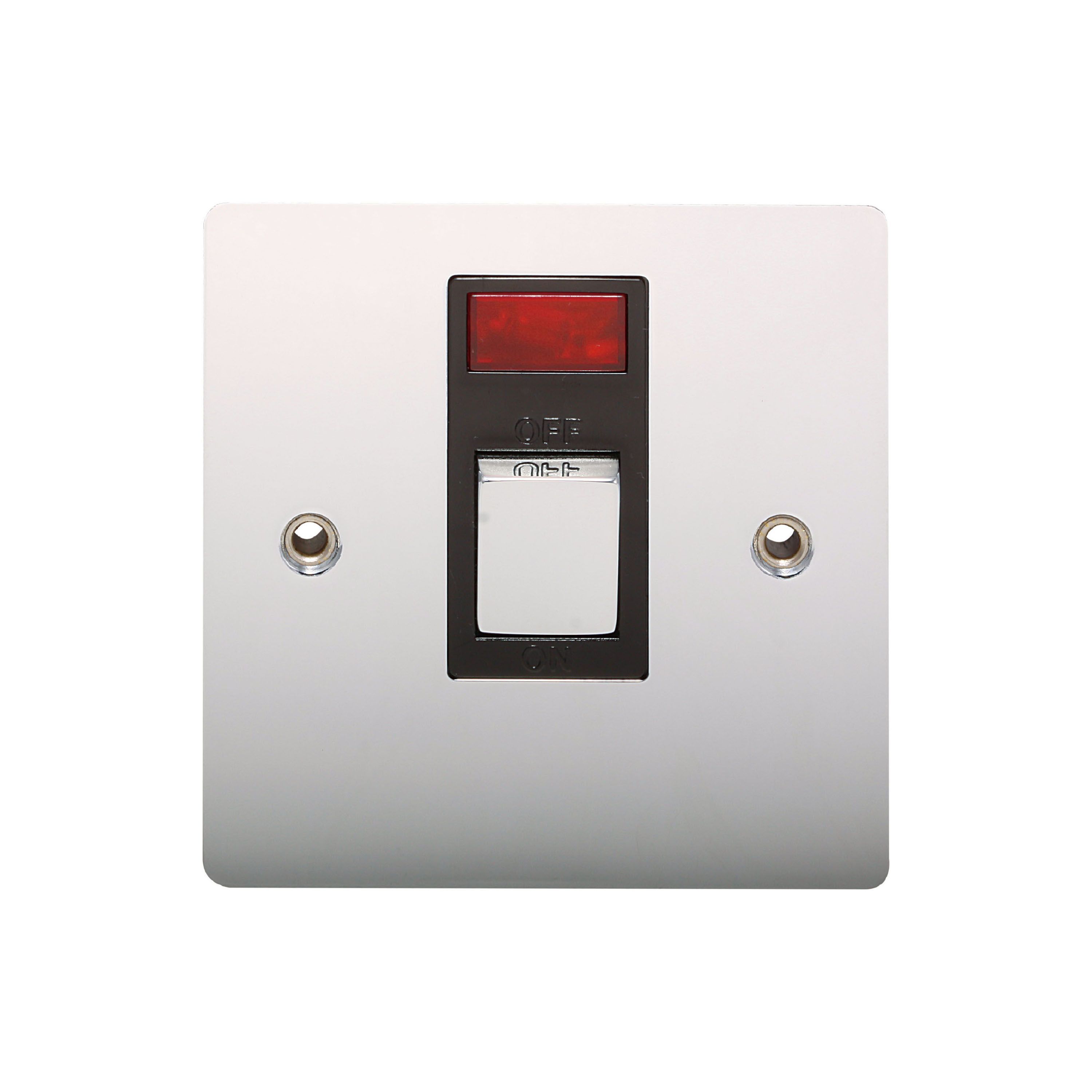 Holder 20A Single Polished chrome Switch with neon Departments DIY at B&Q