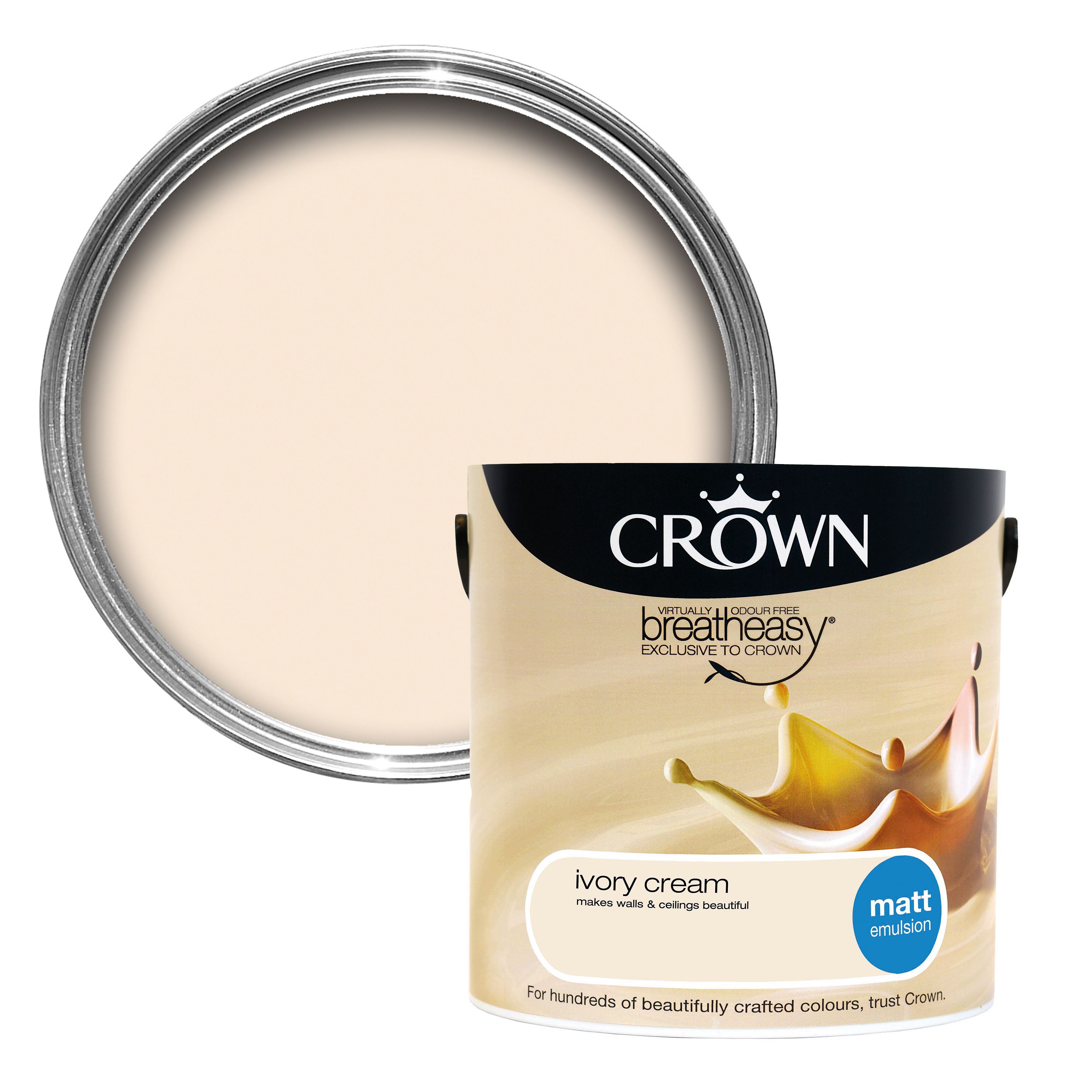 Crown Breatheasy Ivory Cream Matt Emulsion Paint L Departments