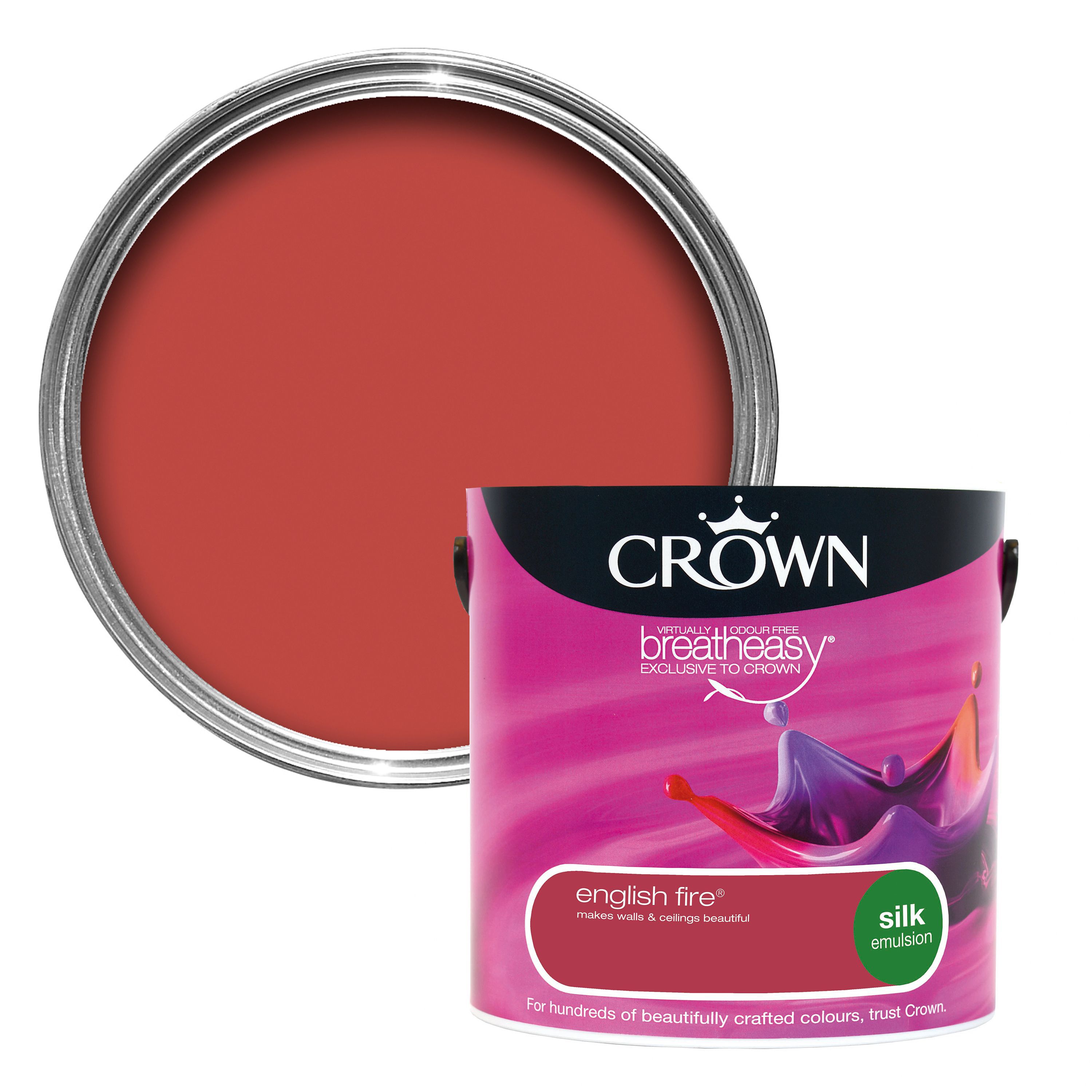 Crown Breatheasy English Fire Silk Emulsion Paint 2.5L Departments
