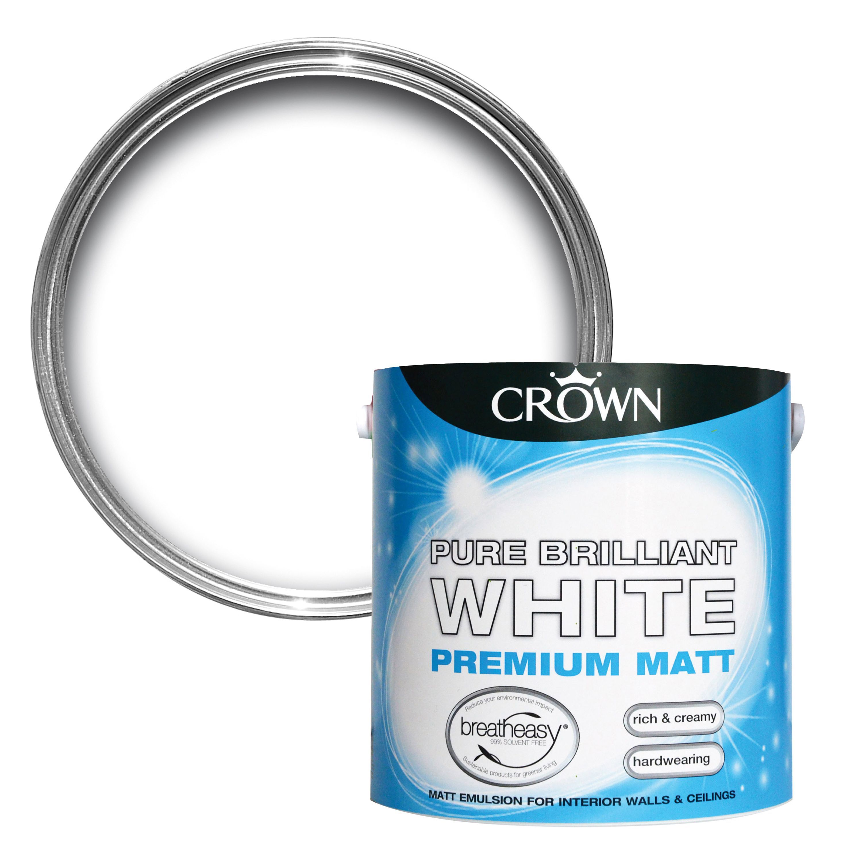 Crown Breatheasy Brilliant White Matt Emulsion Paint 2.5L Departments