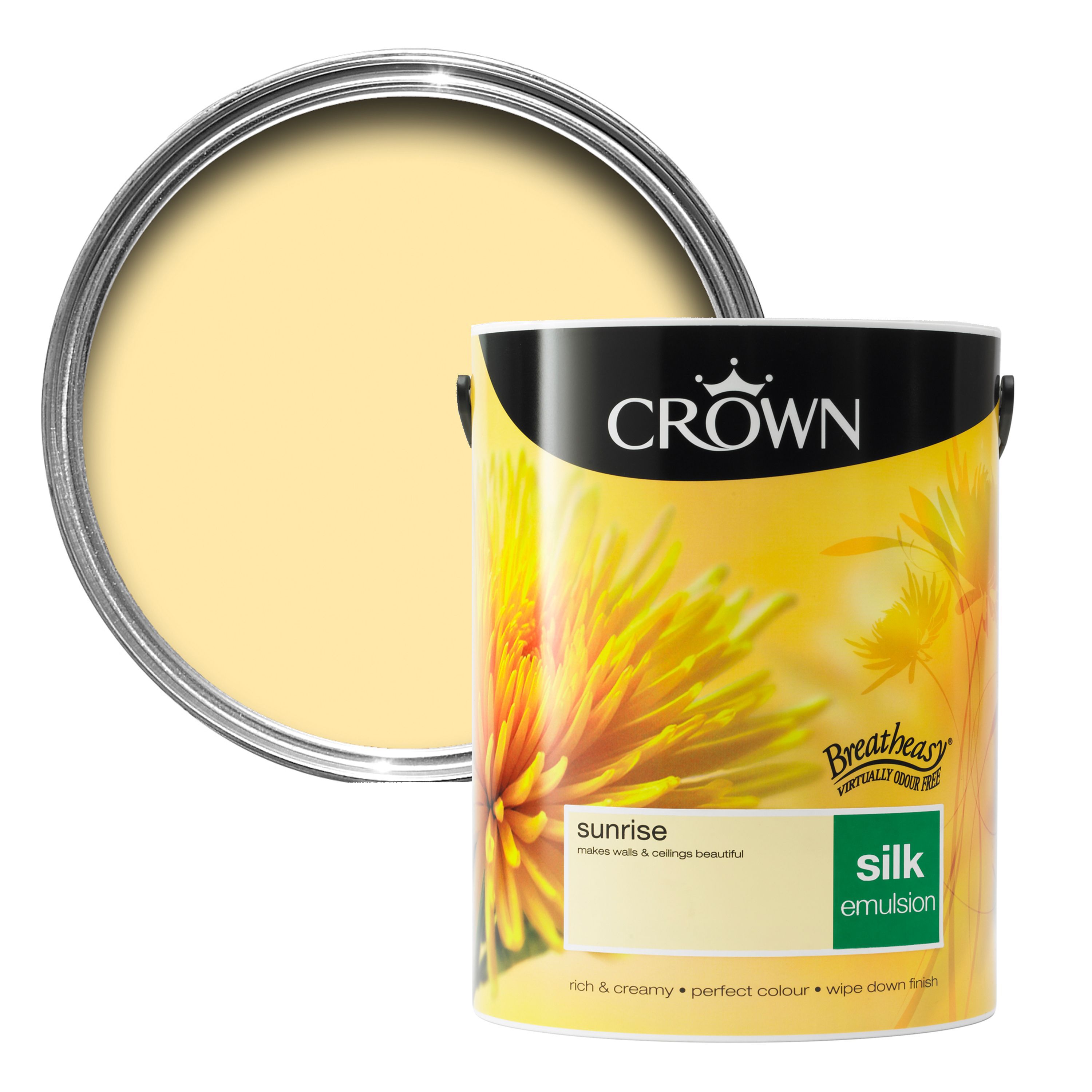 Crown Breatheasy Sunrise Silk Emulsion Paint 5L Departments DIY at B&Q