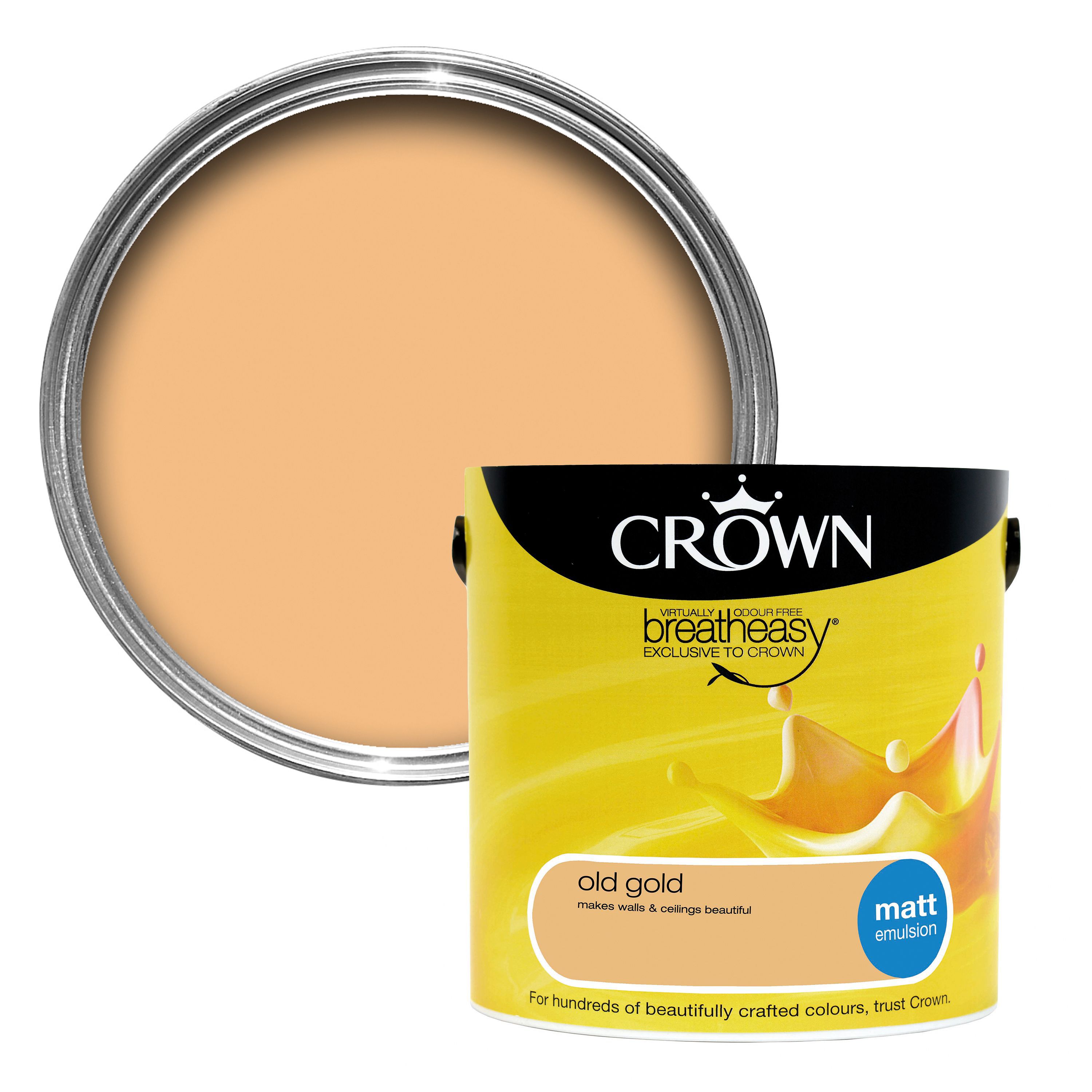 Crown Breatheasy Old Gold Matt Emulsion Paint 2.5L Departments DIY