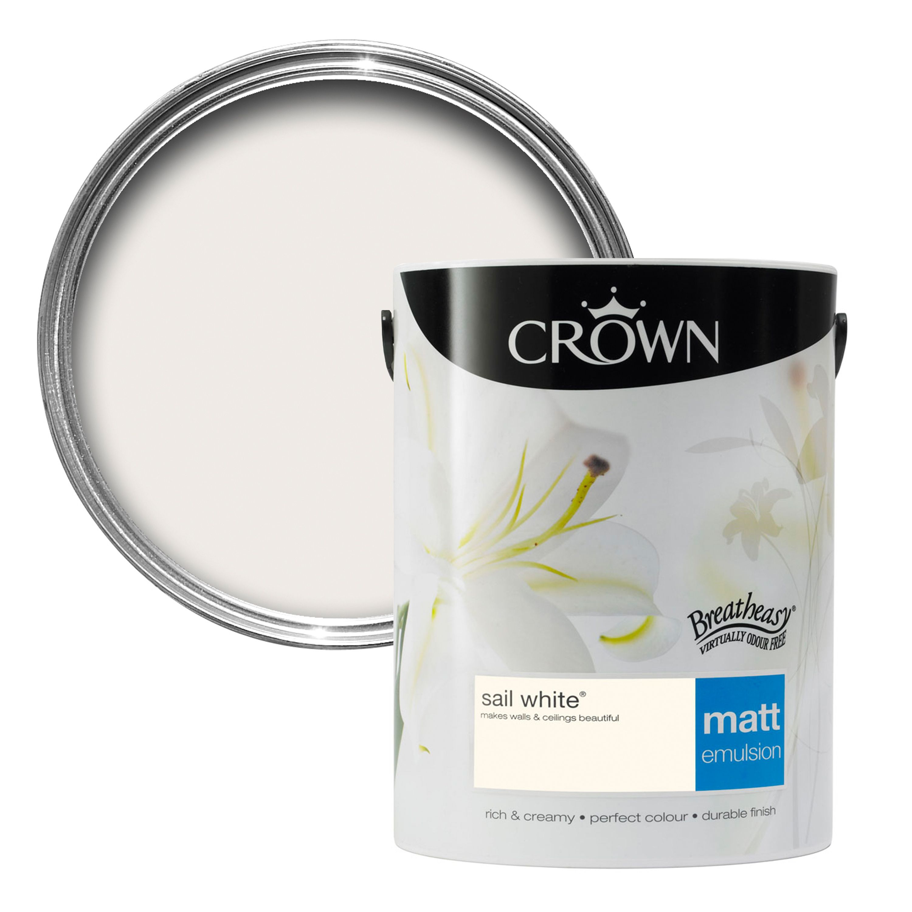 Crown Breatheasy Sail White Matt Emulsion Paint 5L Departments DIY