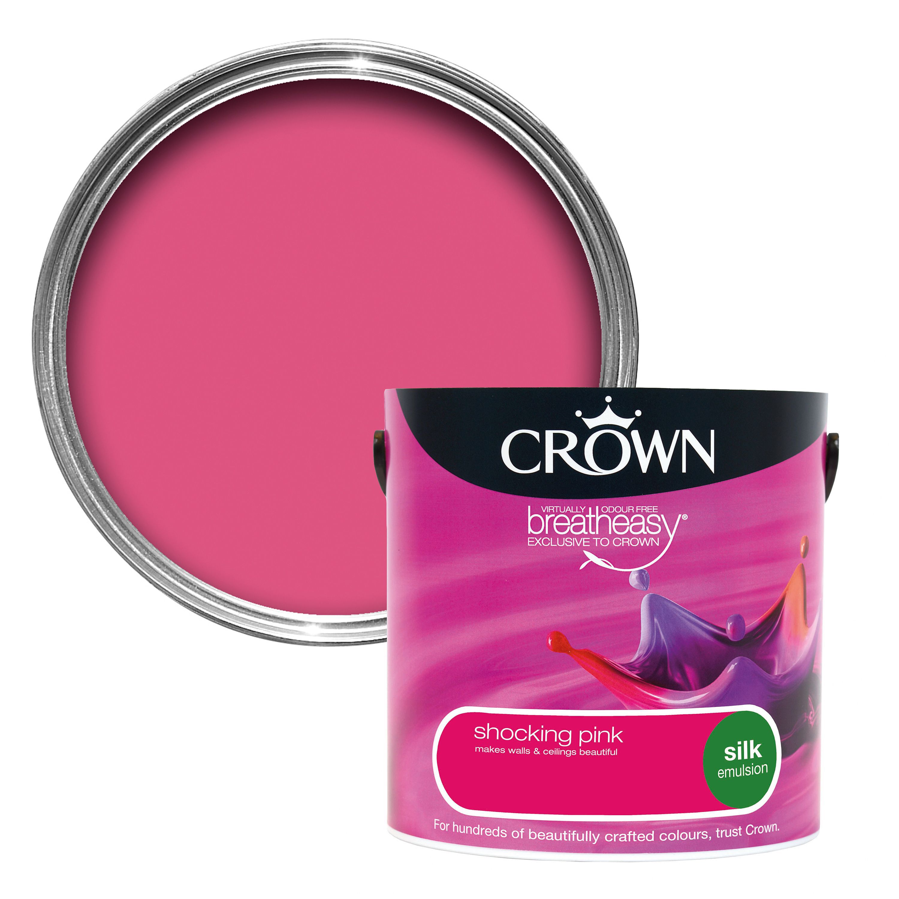 Crown Breatheasy Shocking Pink Silk Emulsion Paint 2.5L Departments