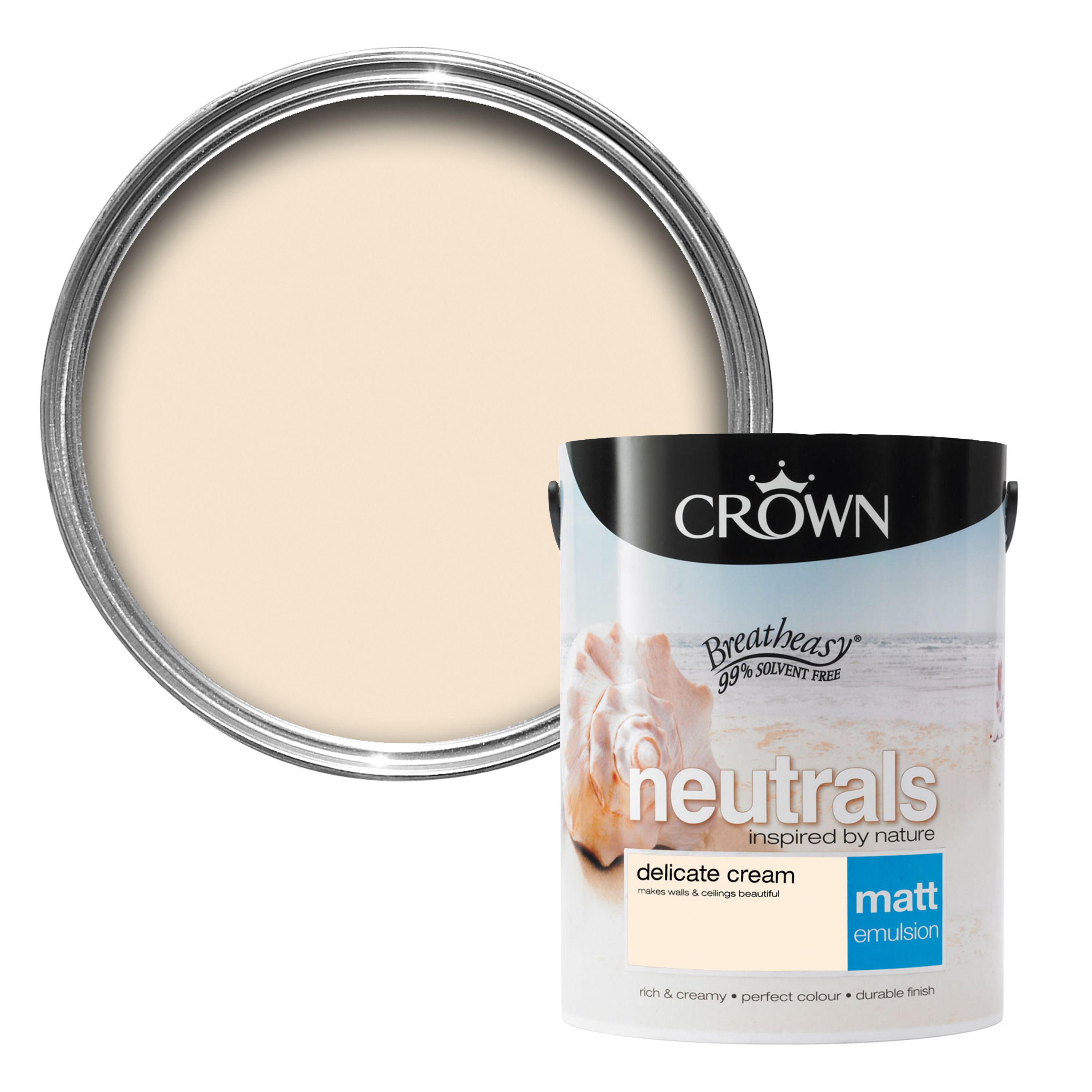 Crown Breatheasy Delicate Cream Matt Emulsion Paint 5L Departments