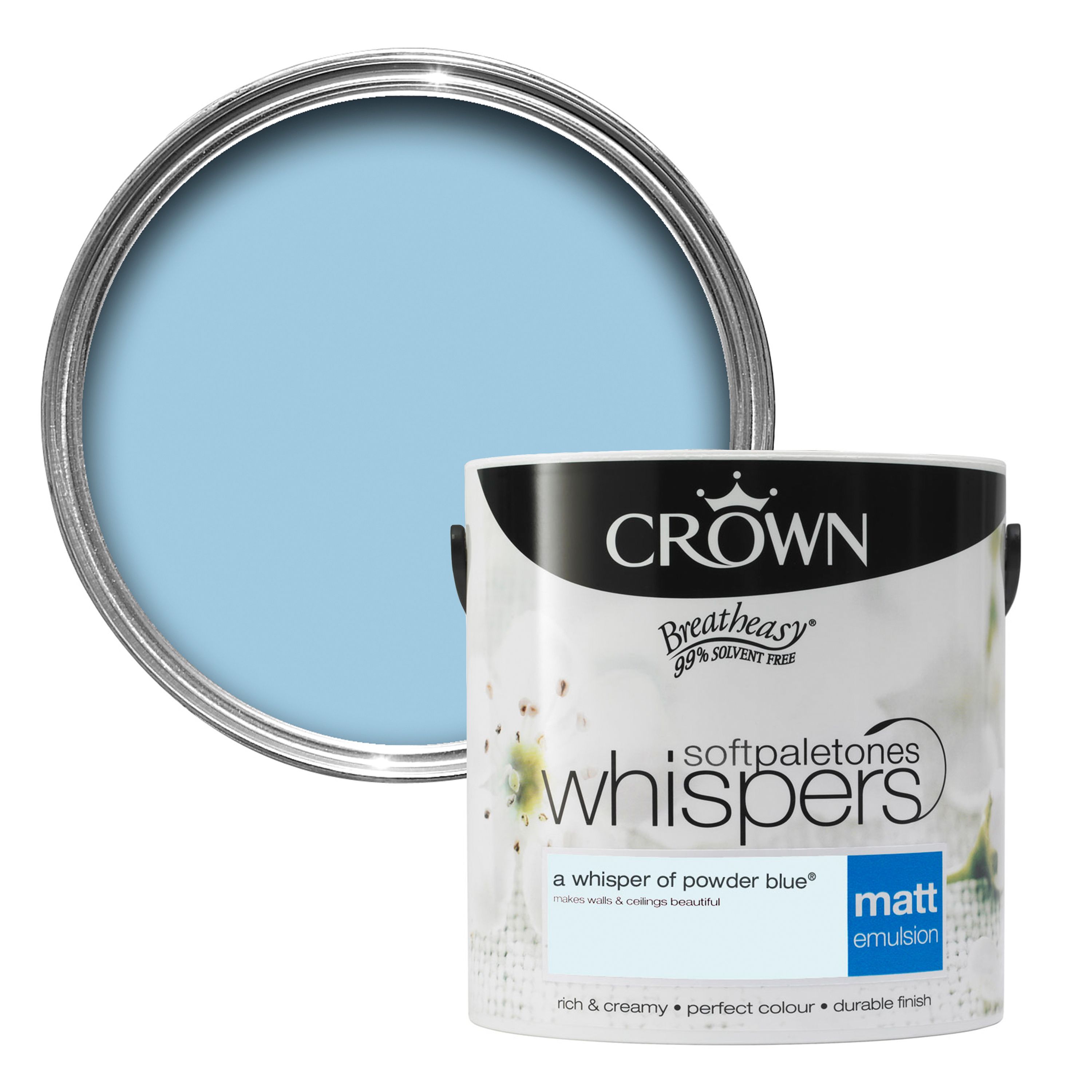 Crown Breatheasy Powder Blue Matt Emulsion Paint 2.5L Departments