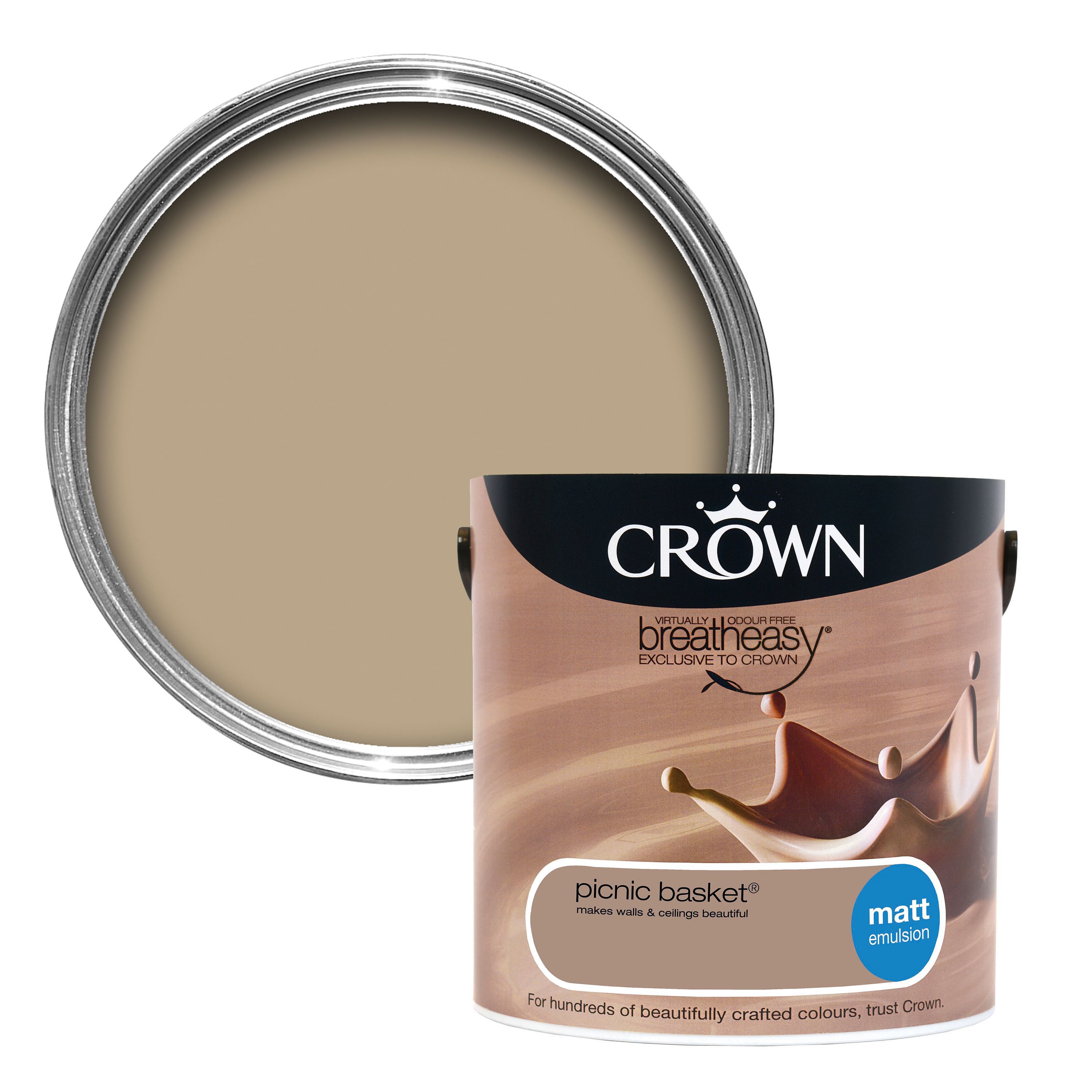 Crown Neutrals Picnic Basket Matt Emulsion Paint 2.5L | Rooms | DIY at B&Q