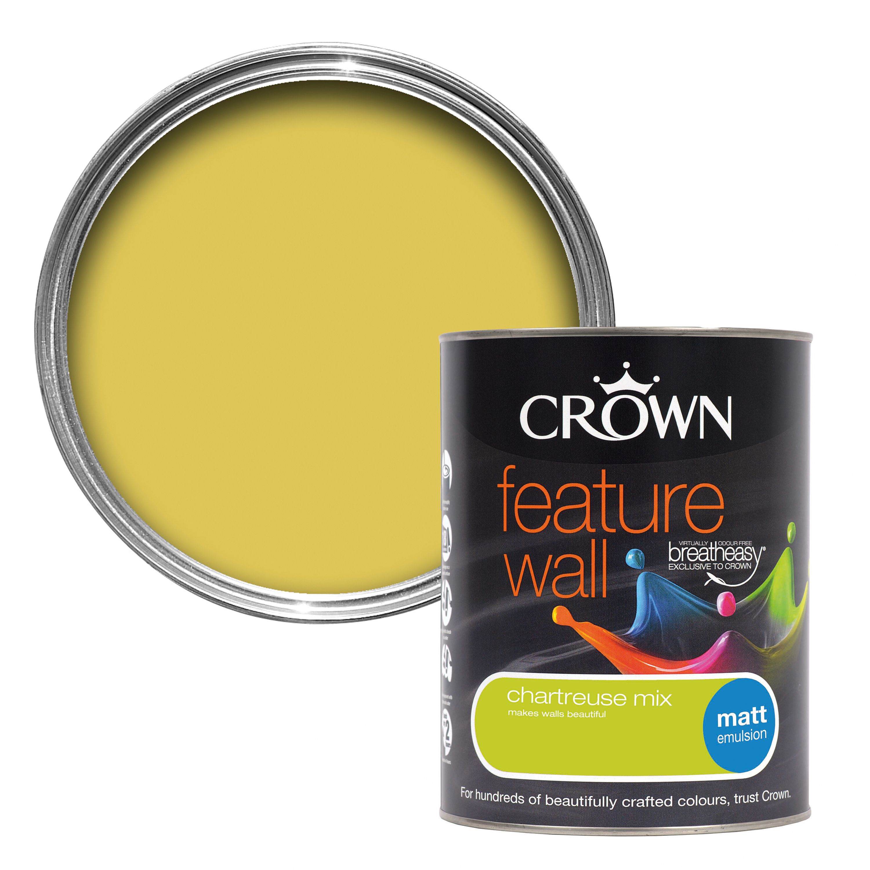 Crown Chartreuse Mix Matt Emulsion Paint 1.25L Rooms DIY at B&Q
