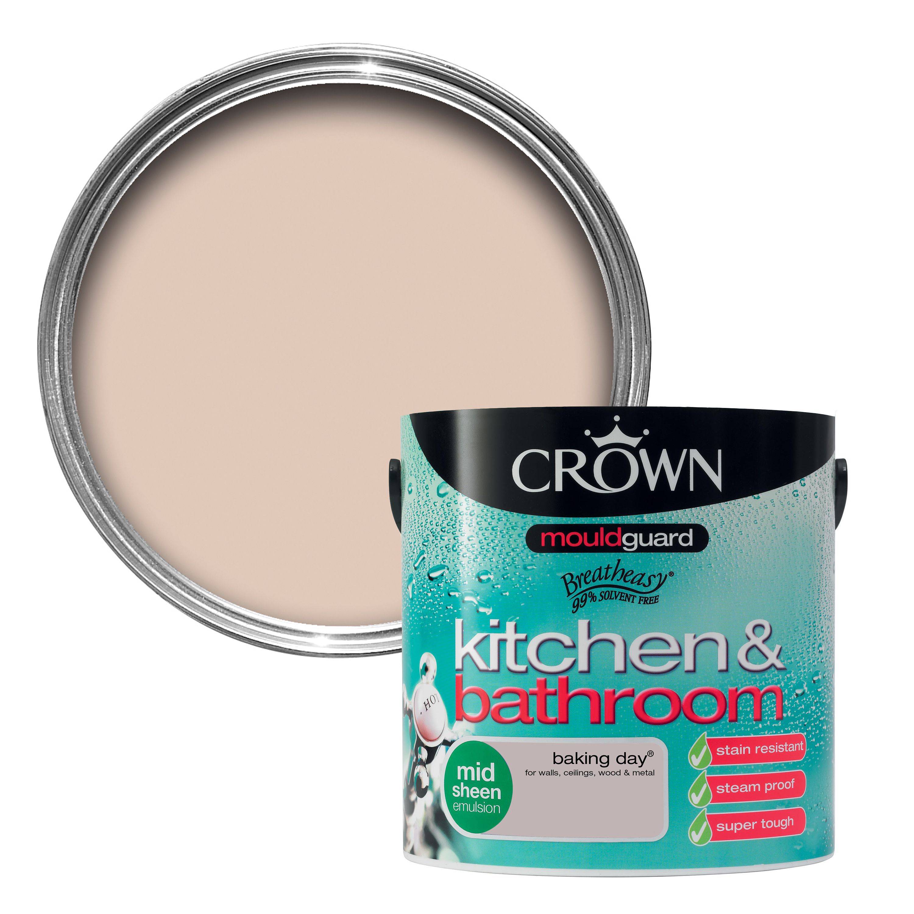 Crown Kitchen & Bathroom Baking Day Mid Sheen Emulsion Paint 2.5L