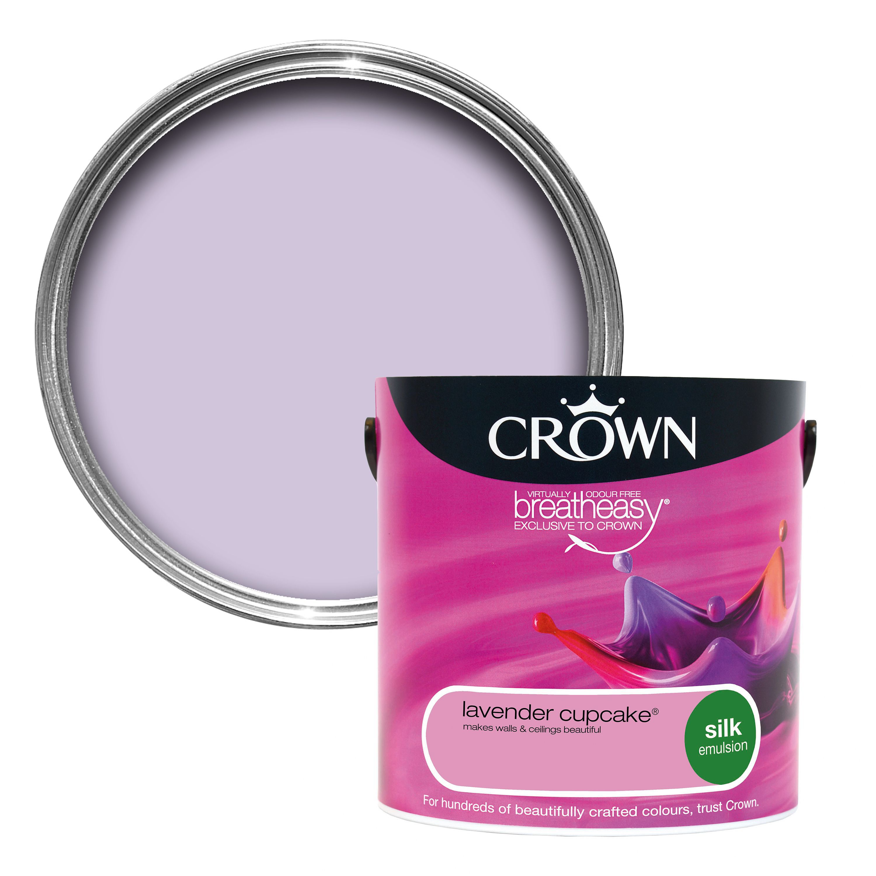 Crown Breatheasy Lavender Cupcake Silk Emulsion Paint 2.5L Clearance