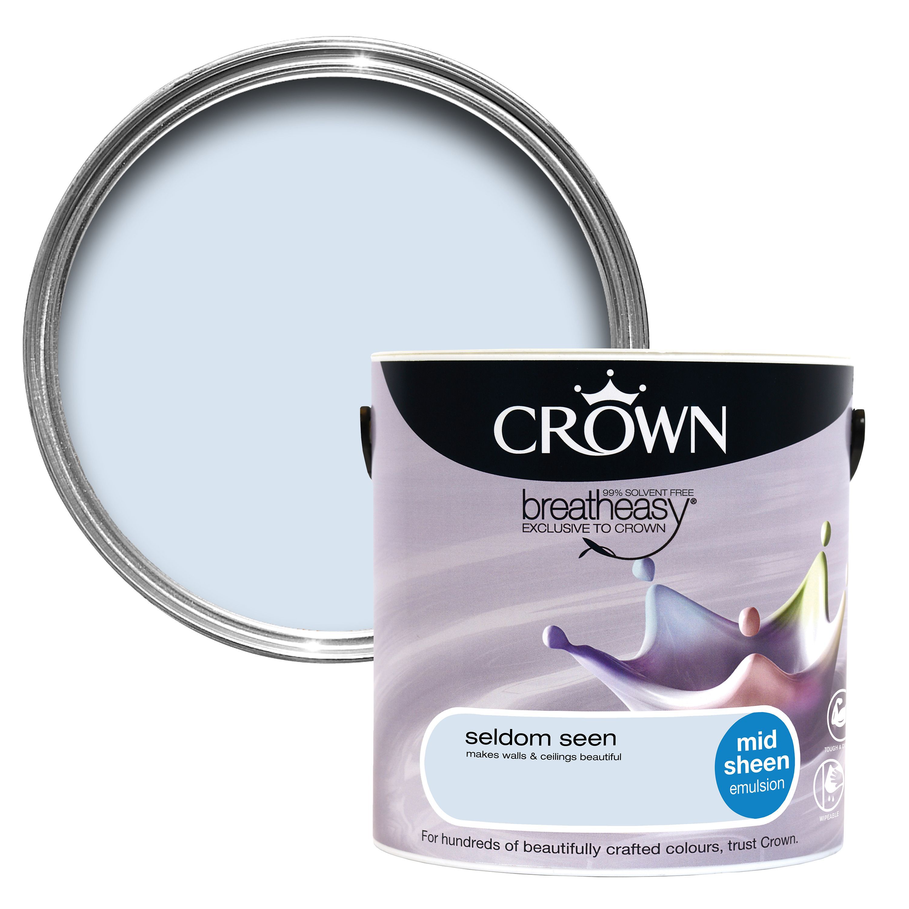 Crown Breatheasy Seldom Seen Mid Sheen Emulsion Paint 2.5L Departments DIY at B&Q